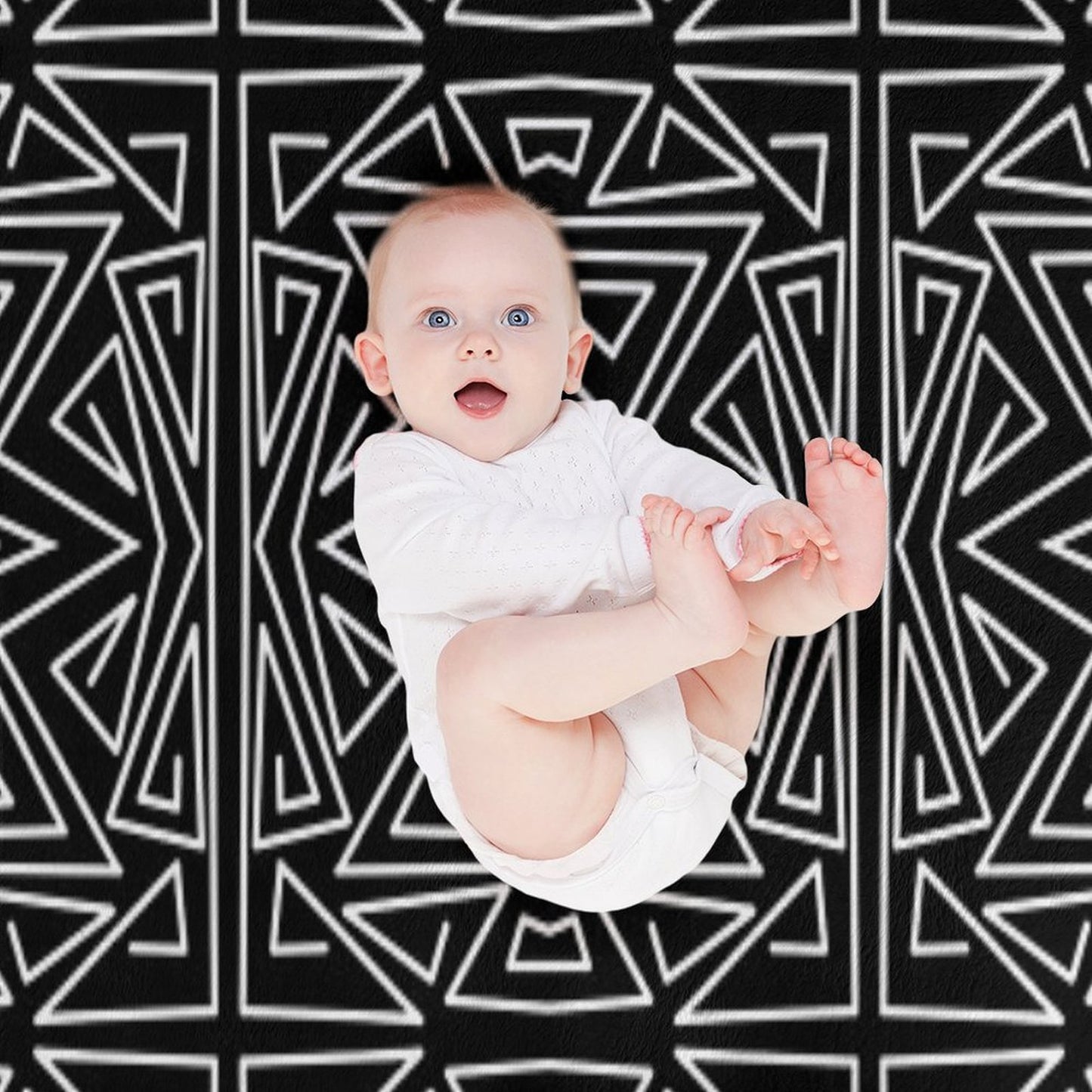 Zanzibar - Geometric Abstract in Black And White Travel-friendly Throw Blanket