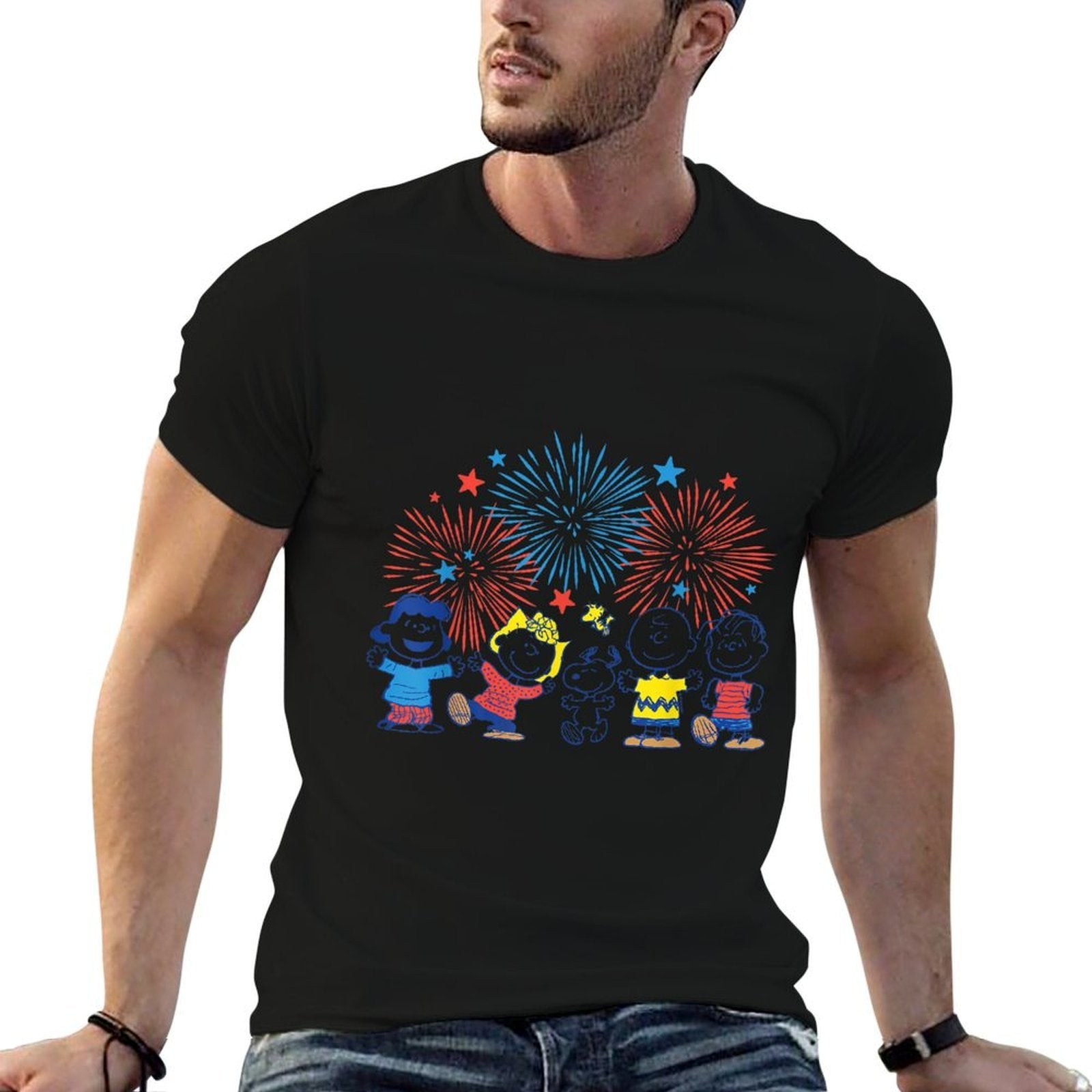 Peanuts - Snoopy Charlie Brown Linus Lucy Sally Fireworks  Moisture-wicking T-Shirt