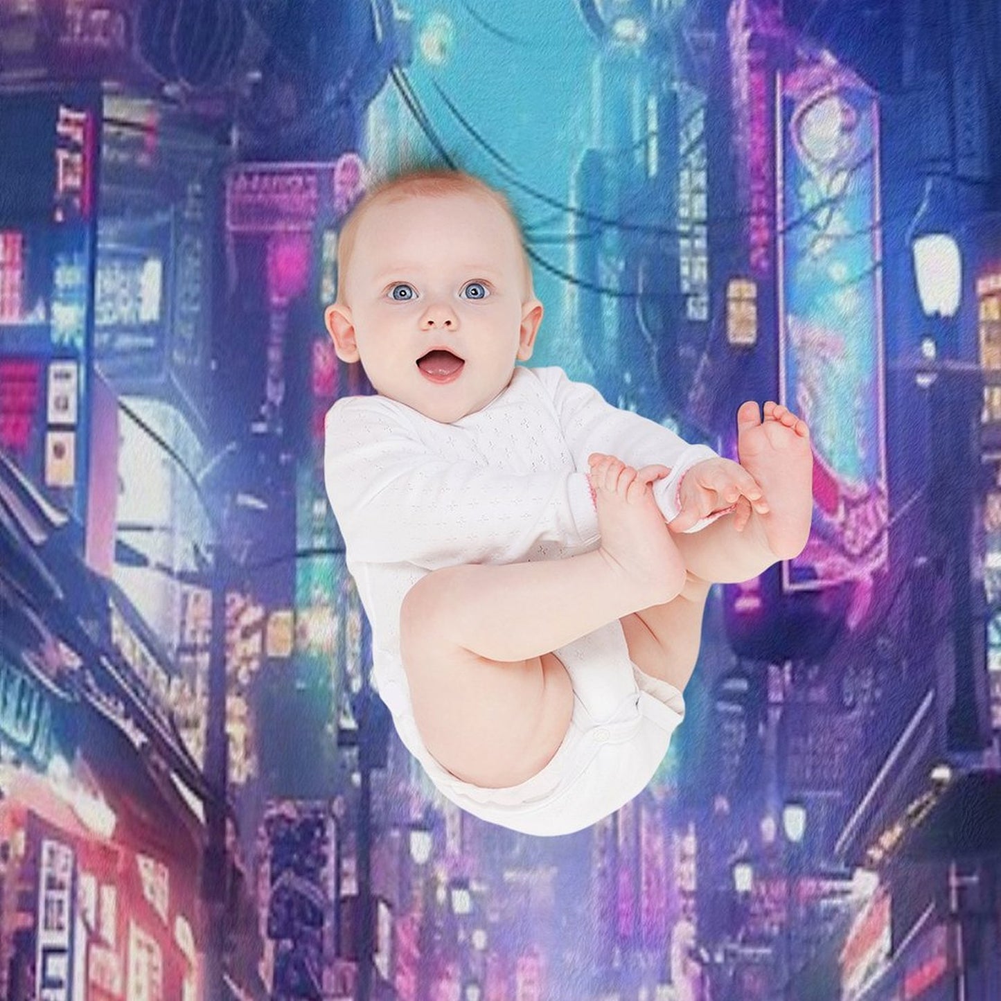 Cyberpunk Tokyo Dreamscape Velvety-soft Throw Blanket