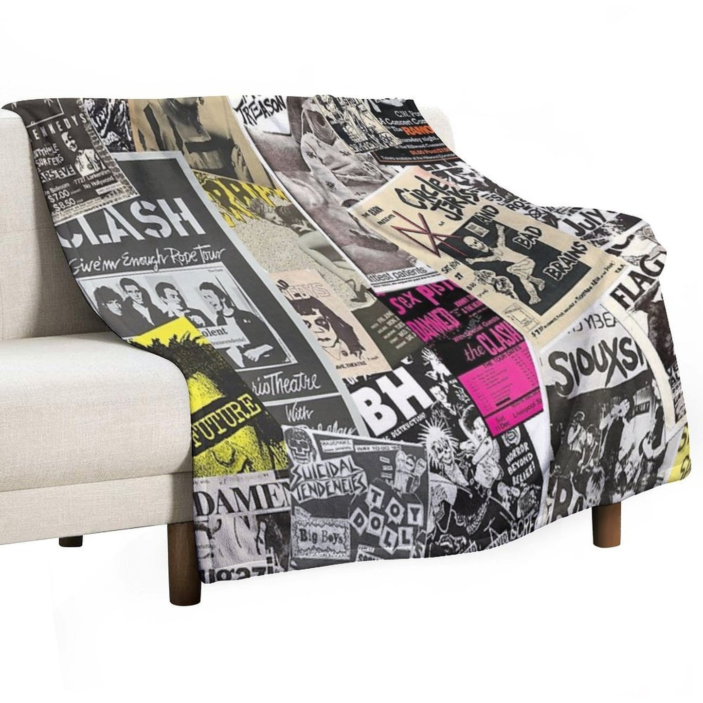 Punk Rock Music Flyers Collage Quick-dry Throw Blanket