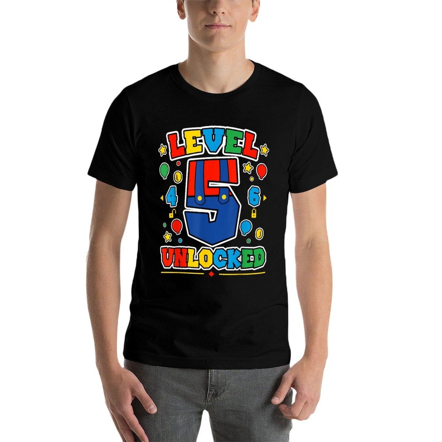 Level 5 Unlocked 5th Birthday Super Gamer Gaming Theme Party Summer-ready Fabric T-Shirt