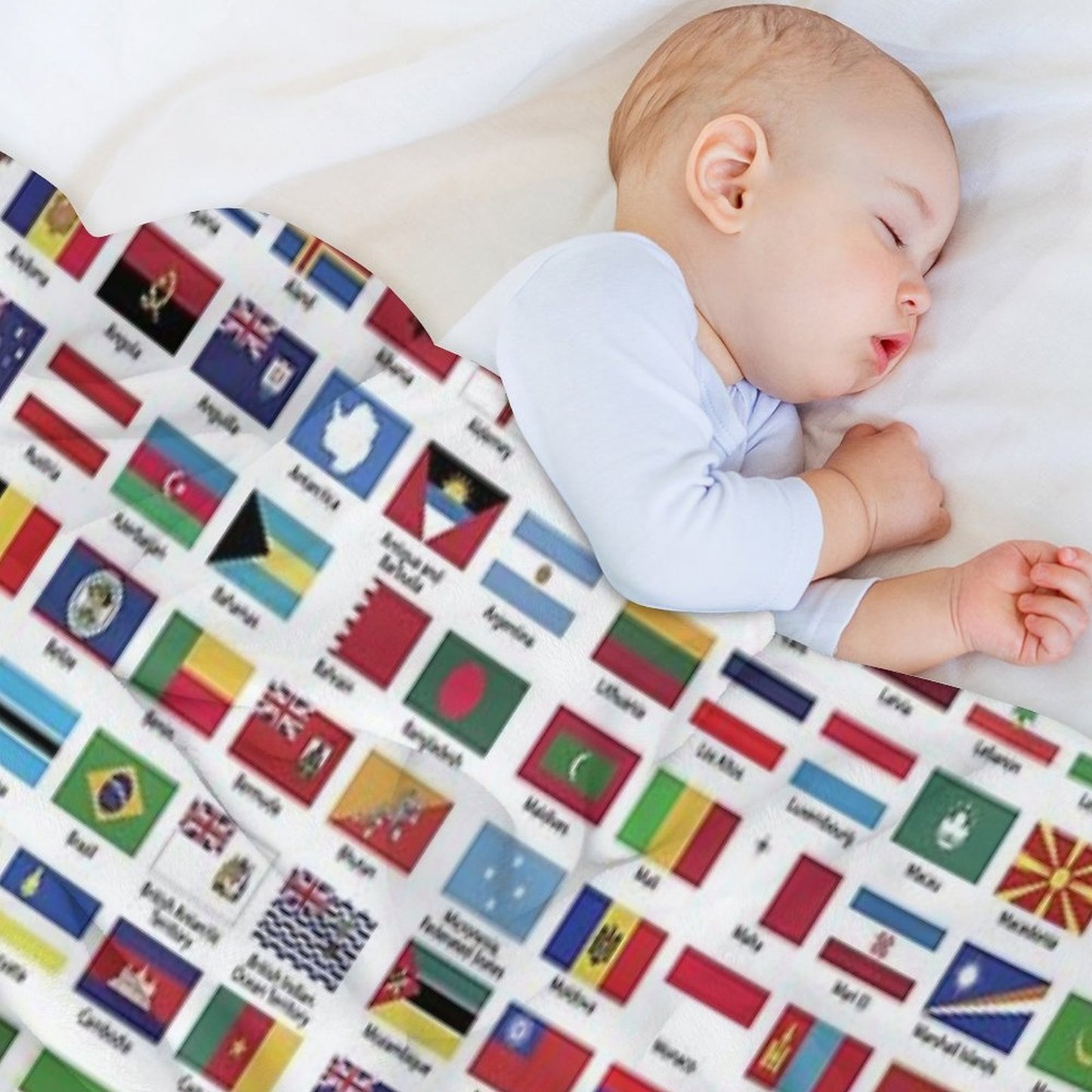 World Flags with Country Names Wrinkle-free Throw Blanket