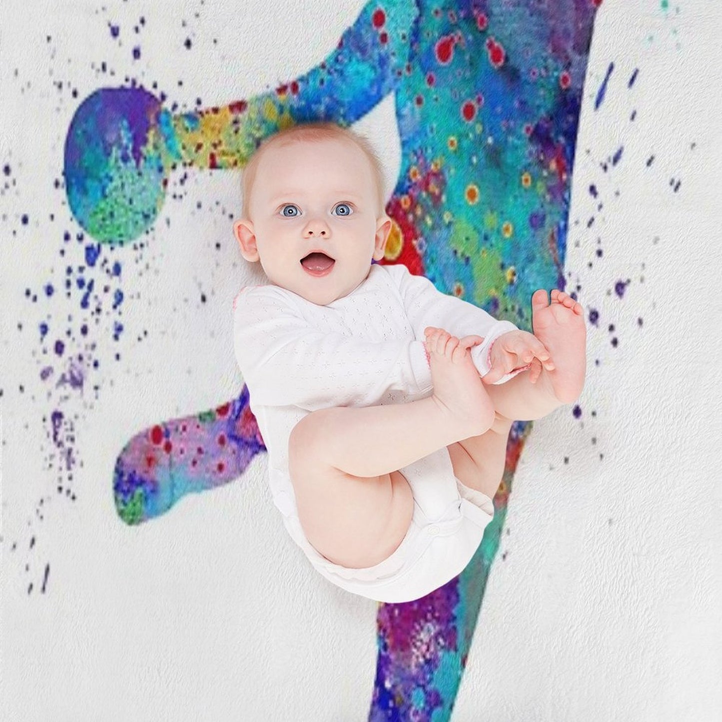 Handball Girl Colorful Watercolor Silhouette Easy Care Throw Blanket