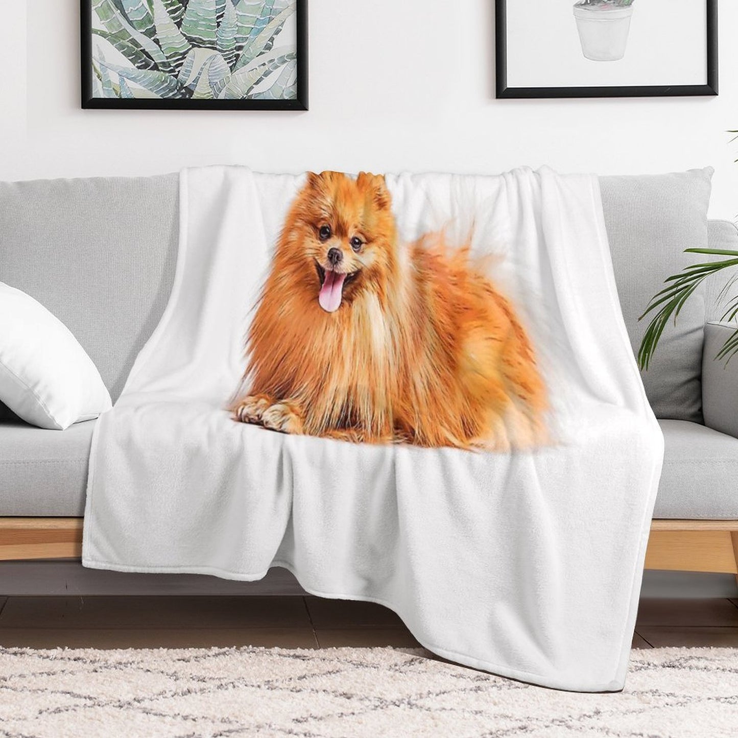 Cute Red Pomeranian Wrinkle-free Throw Blanket