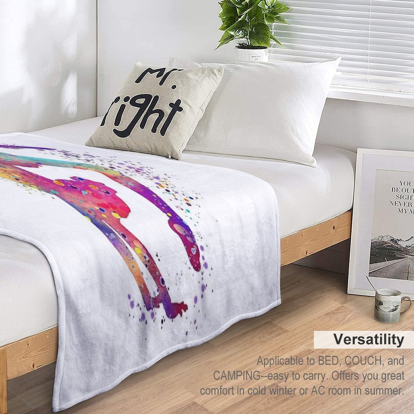 Gymnastics Girl Tumbling Colorful Watercolor Art Gift Sustainable Throw Blanket