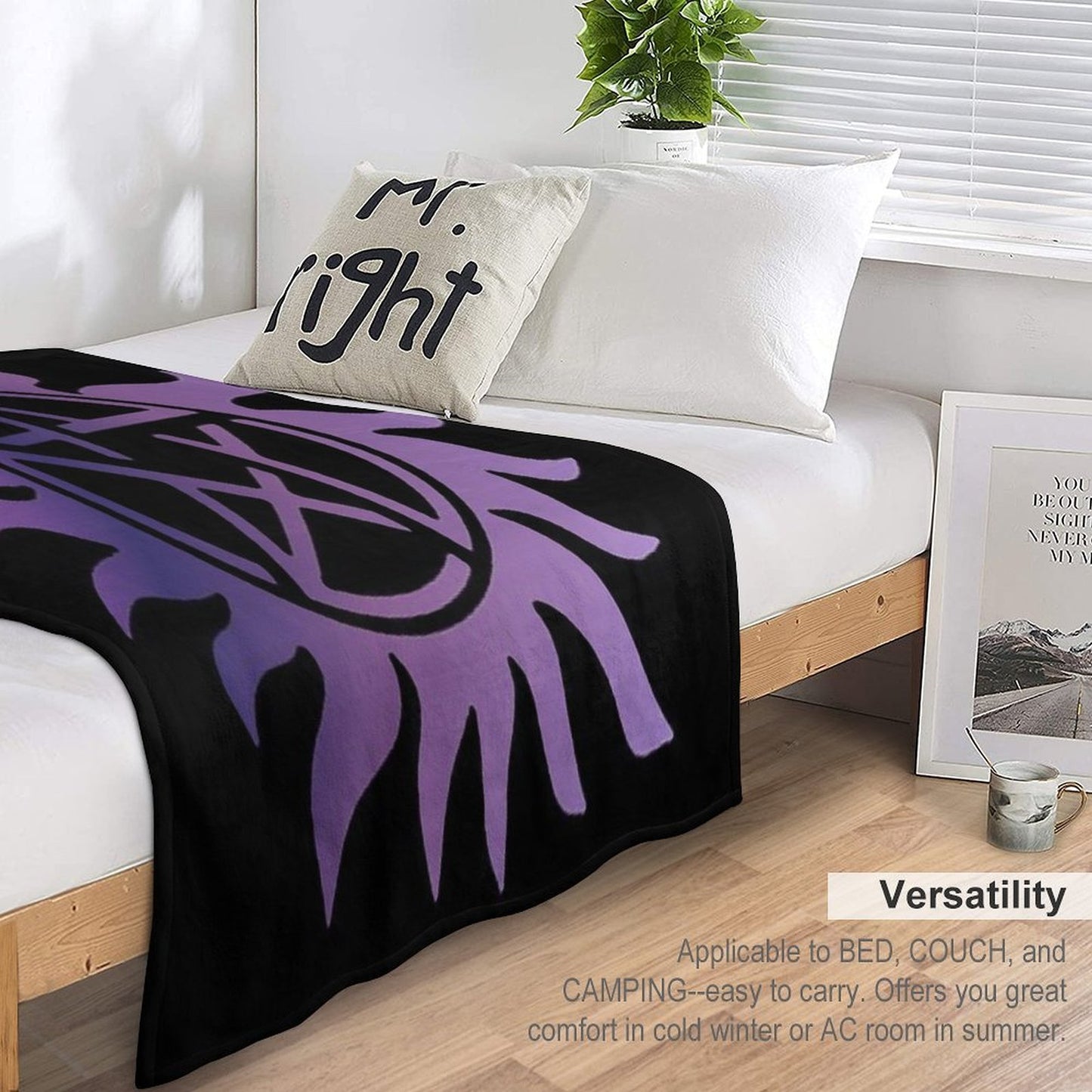 Purple Pentacle Black Comfort Throw Blanket