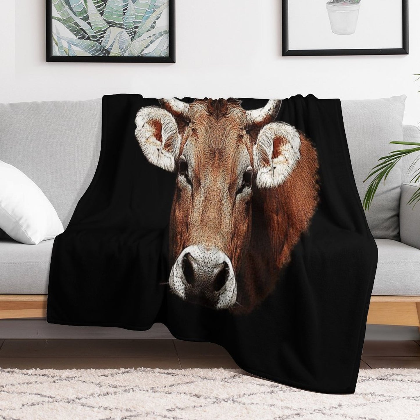 Cow Beige Rustic Country Animals Farm Animals Cute Animal Designs Girls Wrinkle-free Throw Blanket