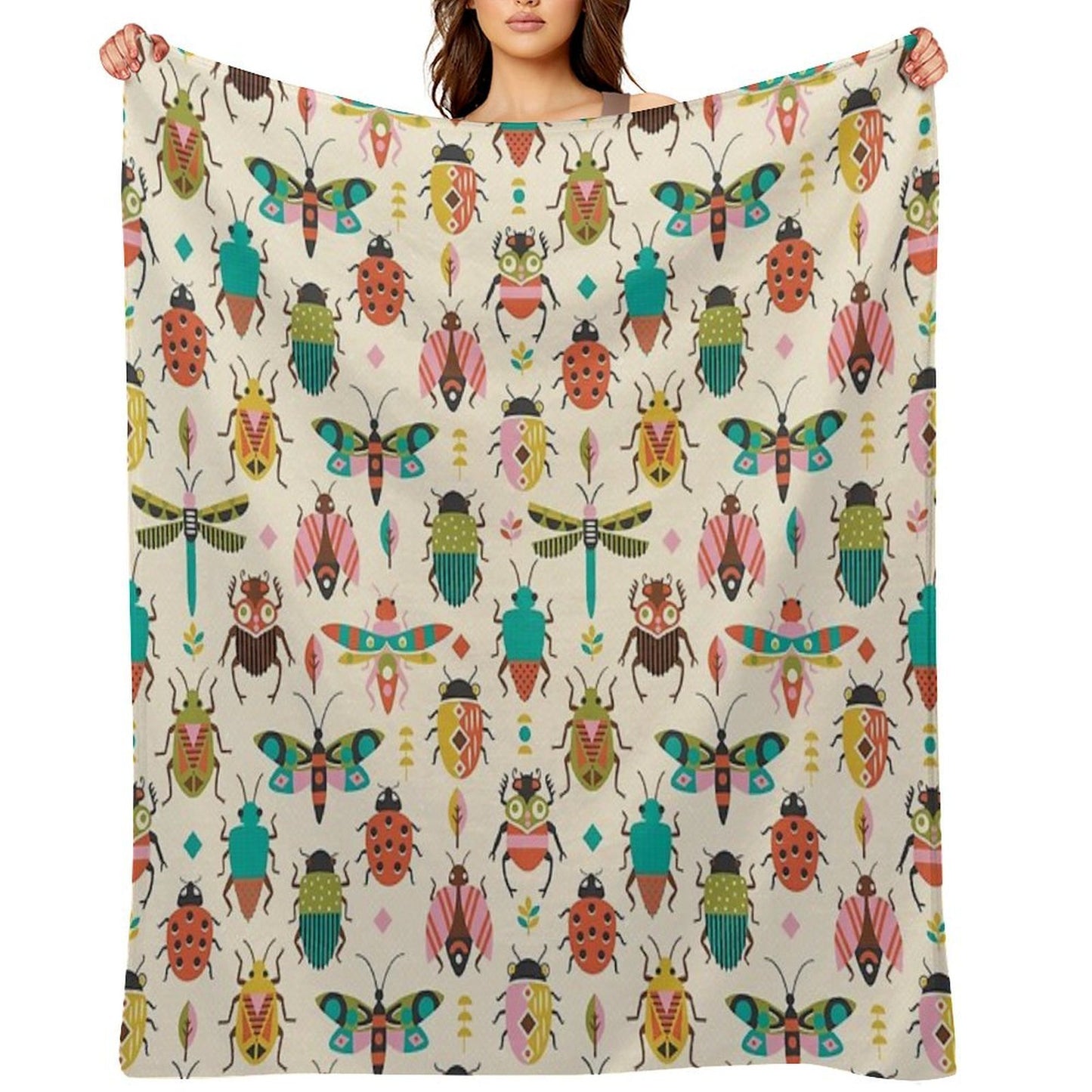 Mid Century Bugs Sustainable Throw Blanket