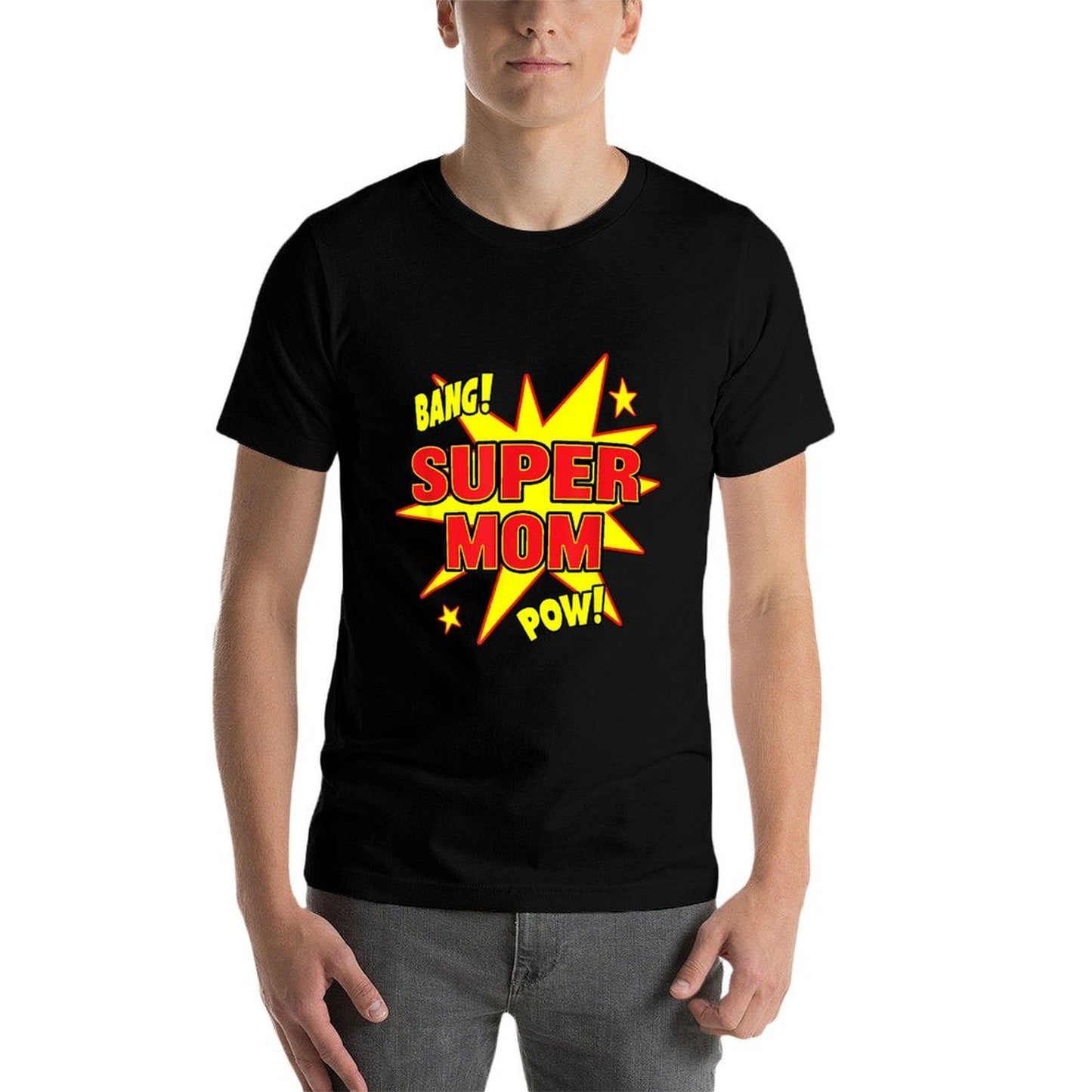 Super Mom Super Power Mother Mama Hero Rolled Sleeves T-Shirt