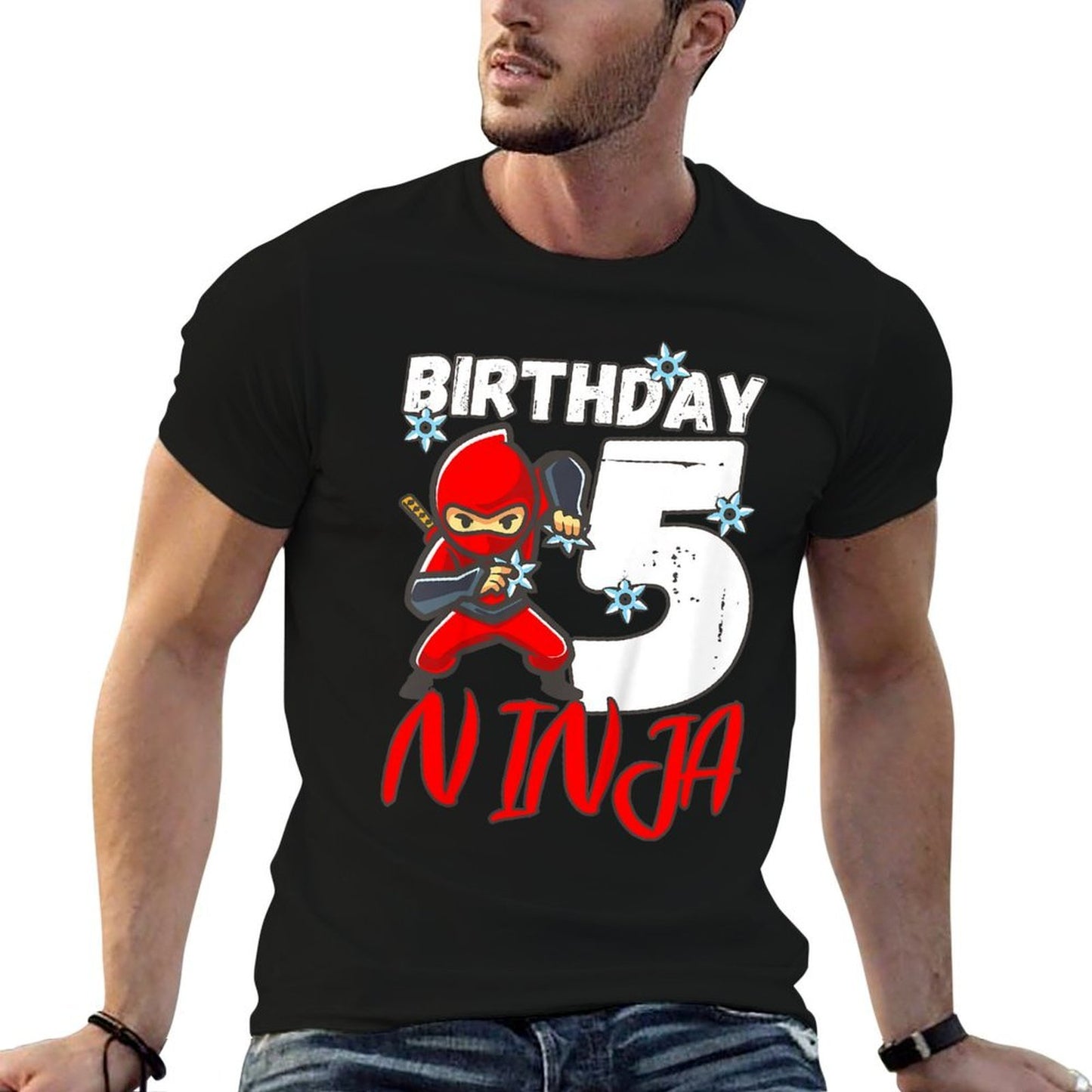 Kids Birthday Ninja 5 Year Old Boy Ninja Birthday 5 Th Boy Graphic-printed T-Shirt