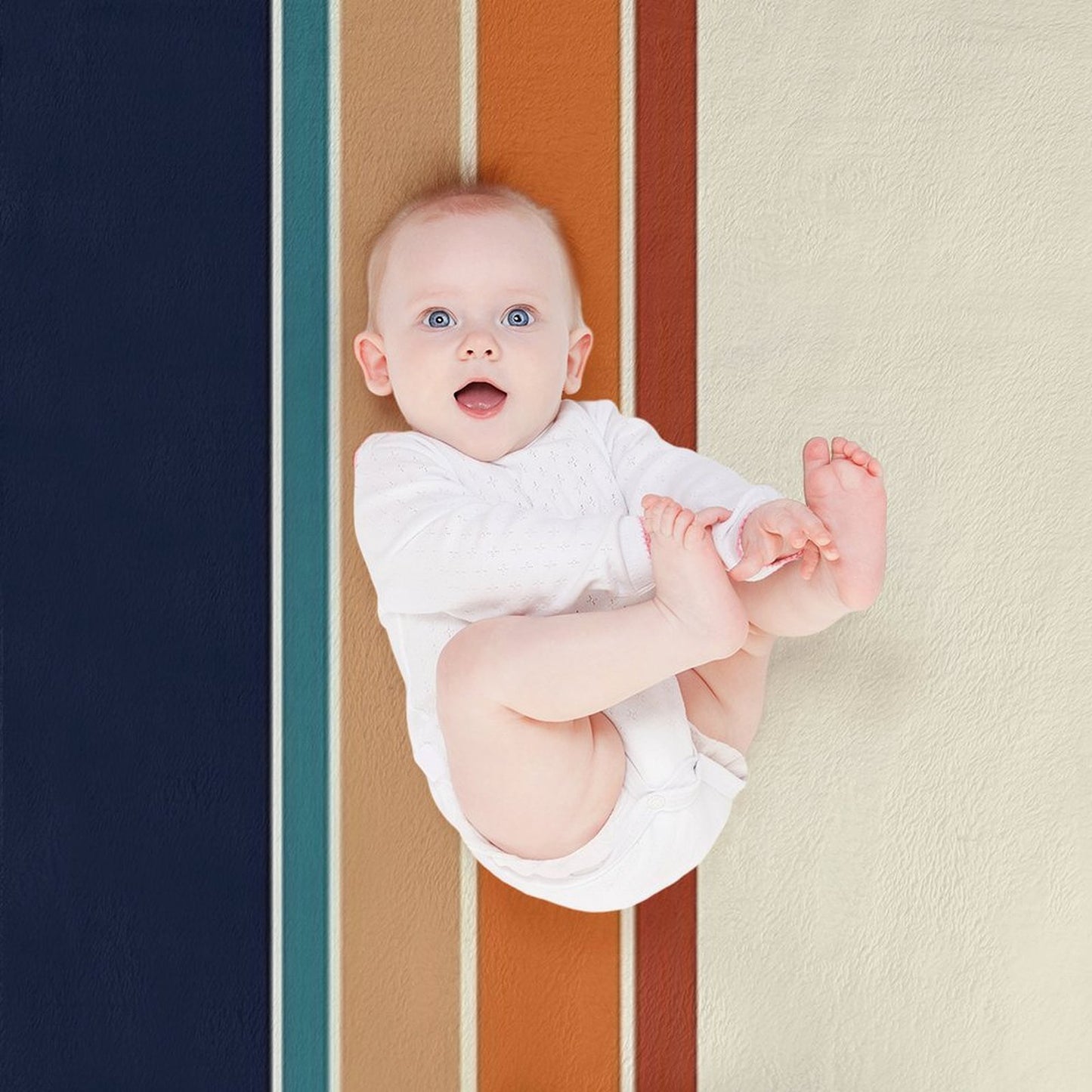 Retro Vertical Stripes Orange Rust Blue Shrink-resistant Throw Blanket