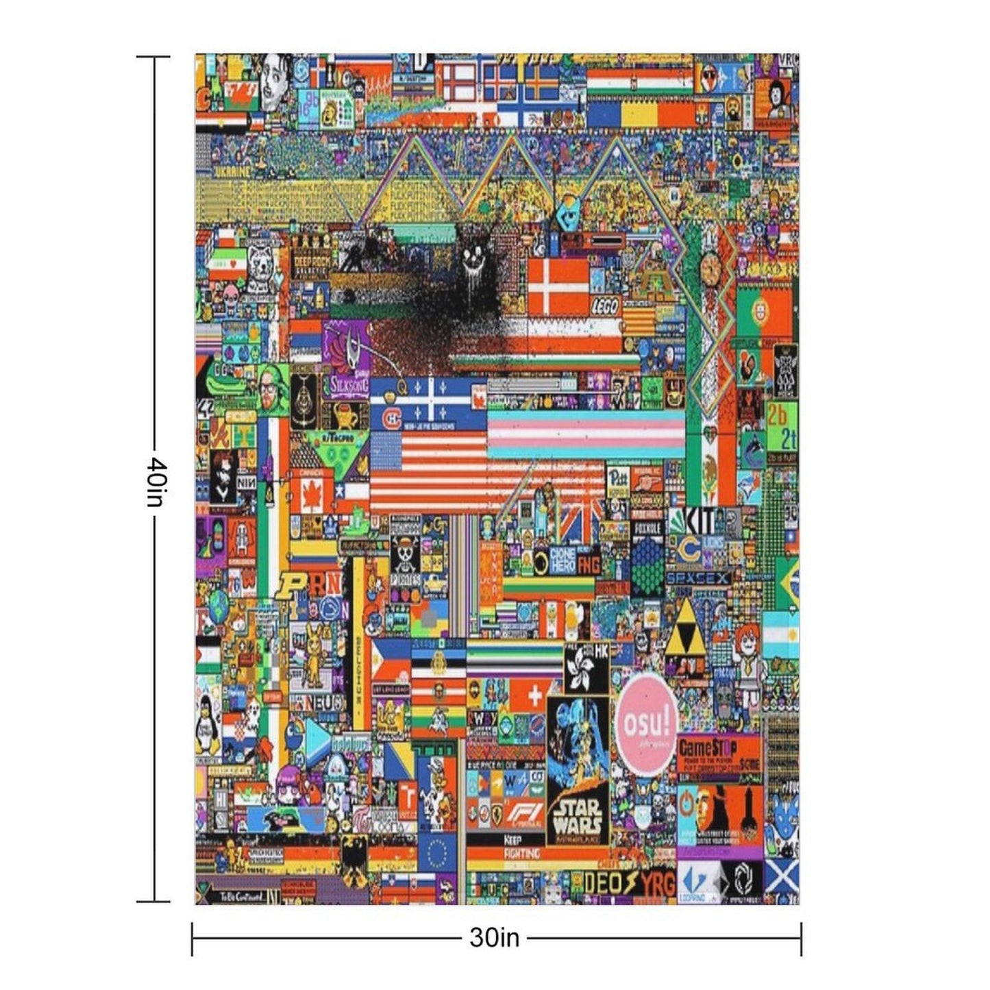 Rplace Reddit 2022 12K All-season Throw Blanket