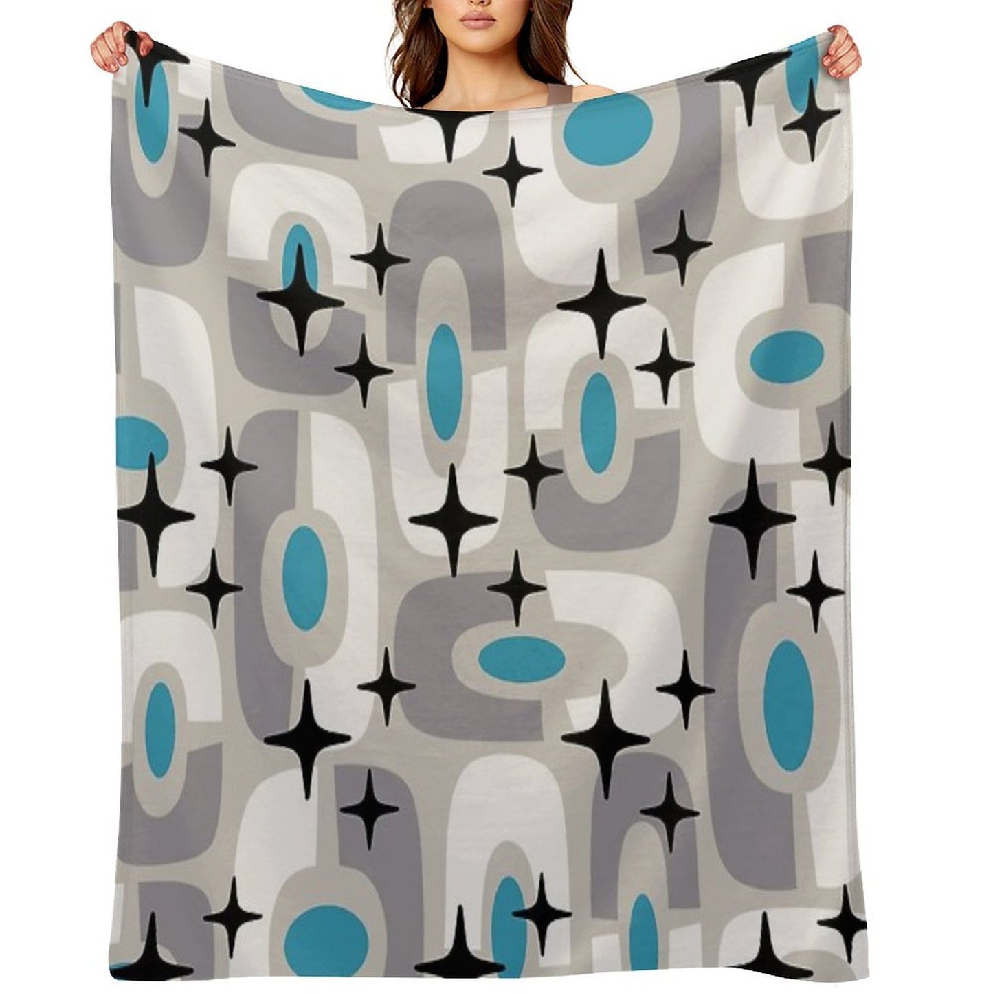Retro Mid Century Atomic Composition 259 Machine-washable Throw Blanket