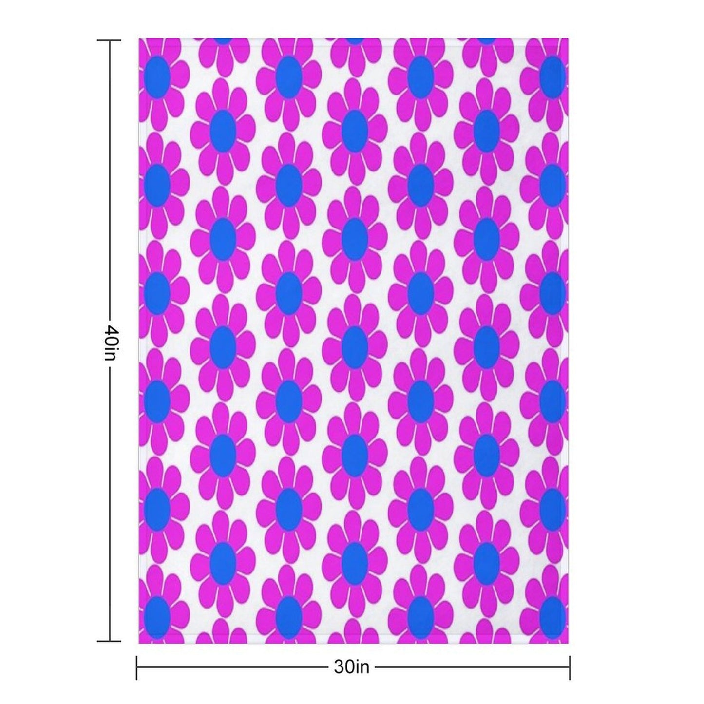 Pink Blue Hippie Flower Power Daisy Eco-conscious Throw Blanket