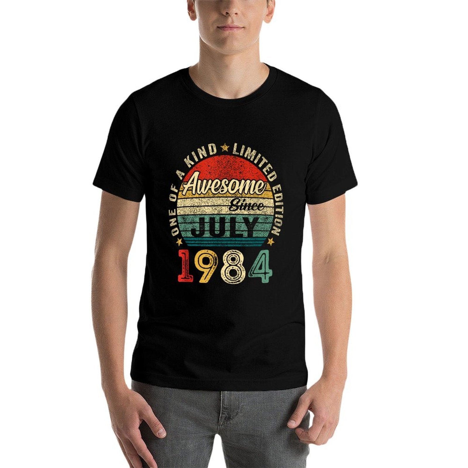 Funny 40 Years Old July 1984 Vintage 40th Birthday Men Women  Heathered Texture T-Shirt