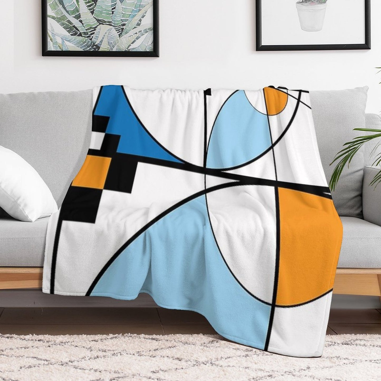 Mid Century Modern Lykes Blues Shrink-resistant Throw Blanket