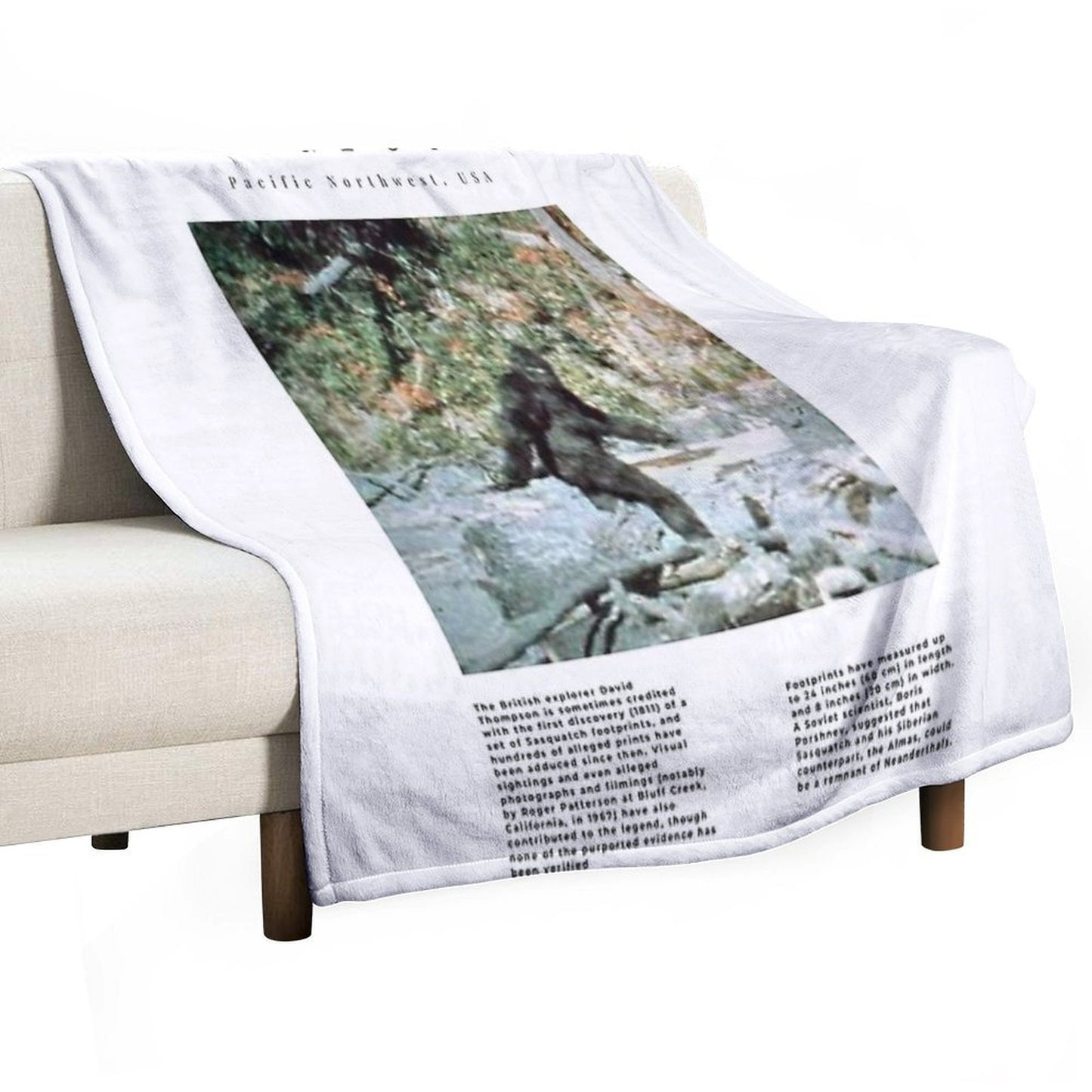 Minimalist Cryptids Bigfoot Eco-conscious Throw Blanket
