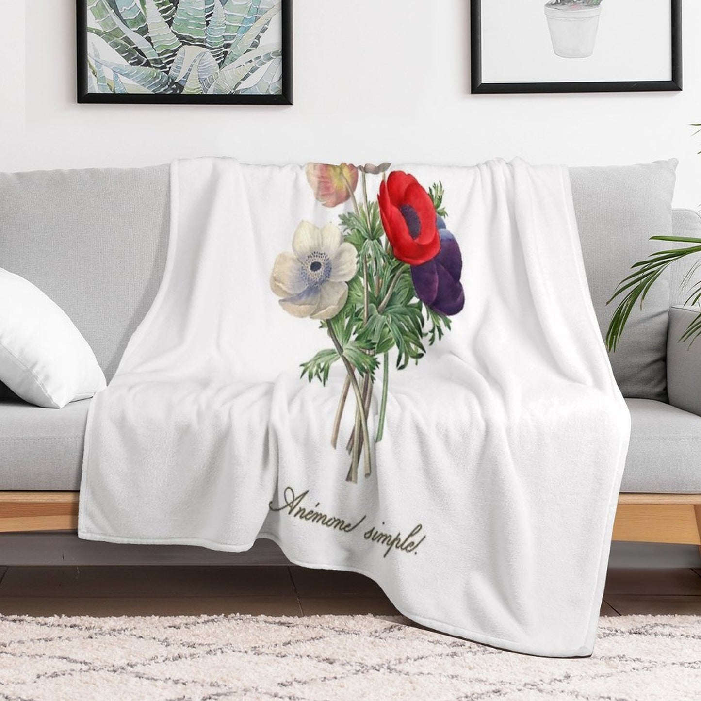 Anemone Illustration Sustainable Throw Blanket
