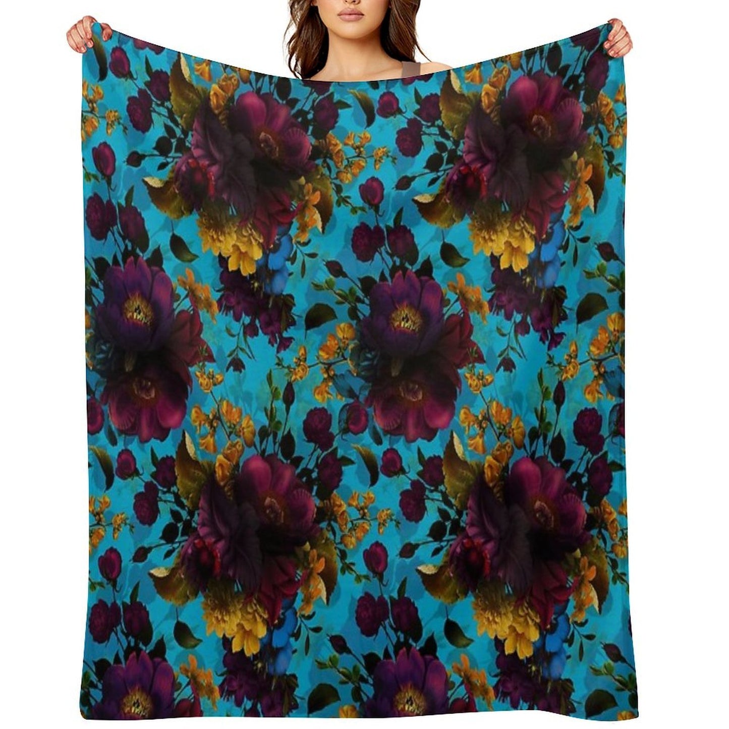 Moody Florals - Mystic Botanical Night Garden 13 Nightgarden Anti-pilling Throw Blanket