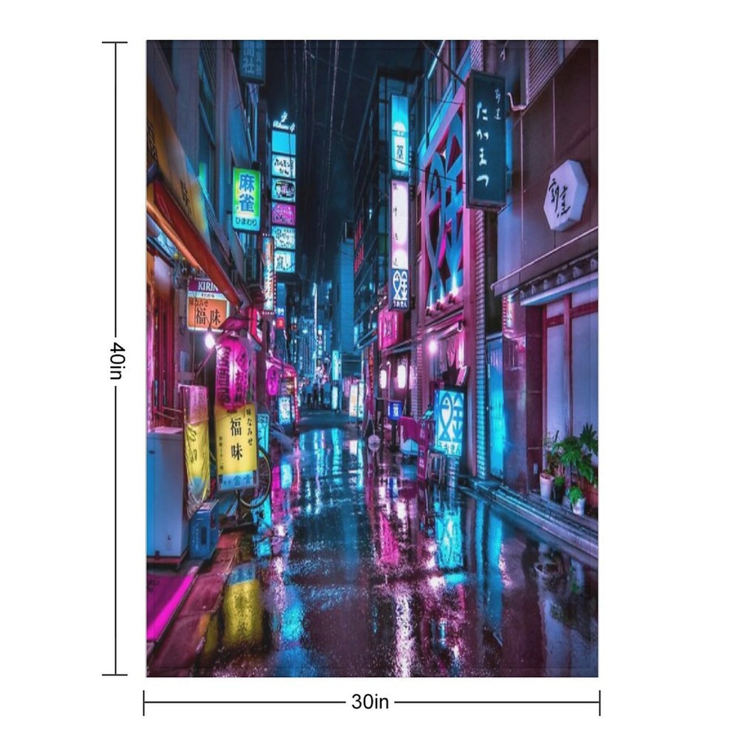 Tokyo at Night - Shimbashi Anti-pilling Throw Blanket