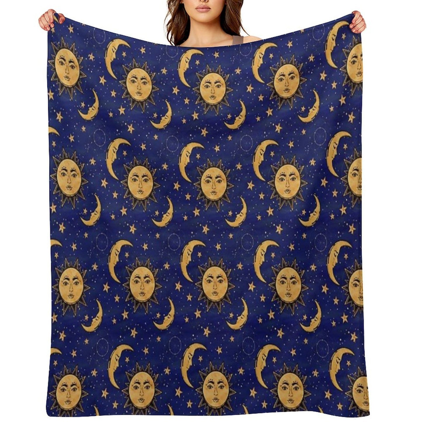 Vintage Moon And Sun Stars Celestial Eco-conscious Throw Blanket