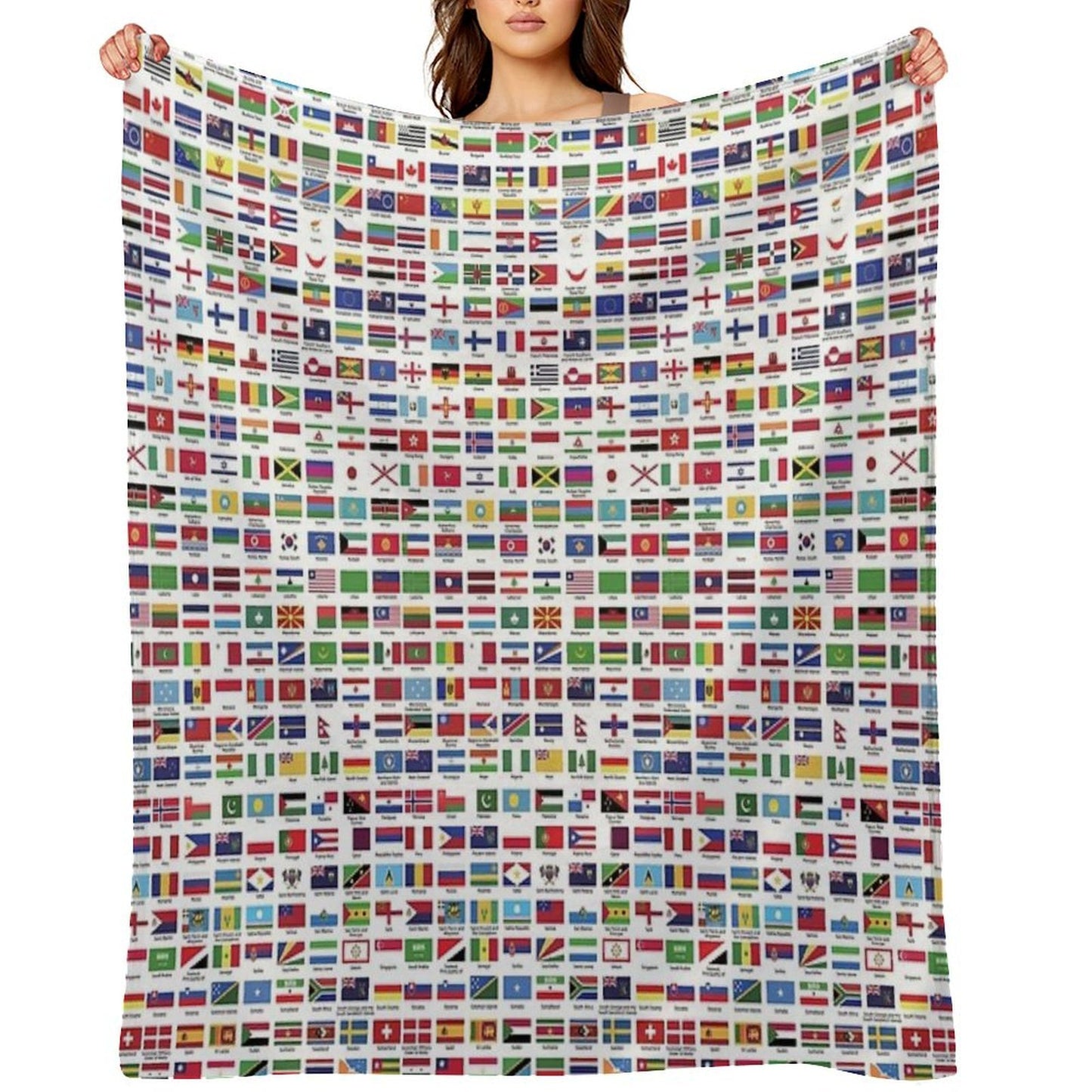 World Flags with Country Names Multi-functional Throw Blanket