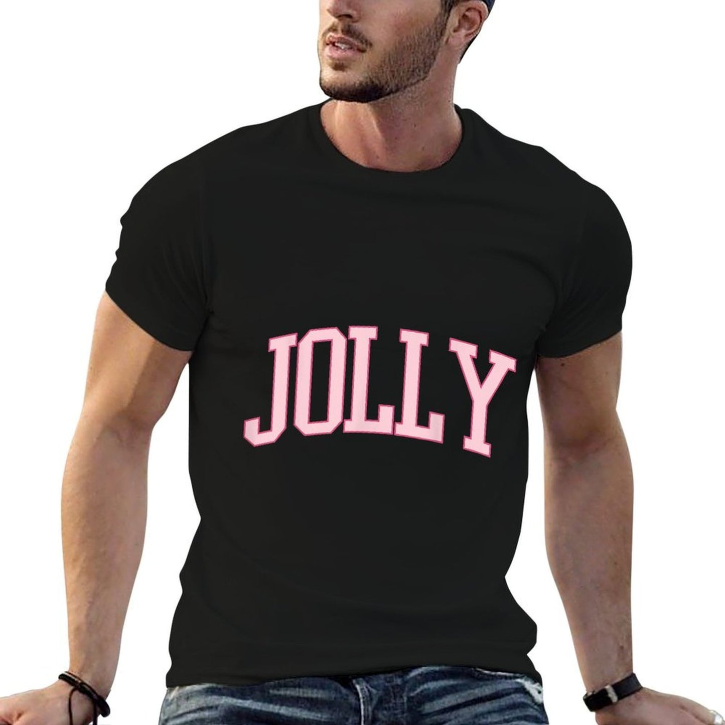 Preppy Cute Christmas Pink Jolly Wrinkle-resistant T-Shirt