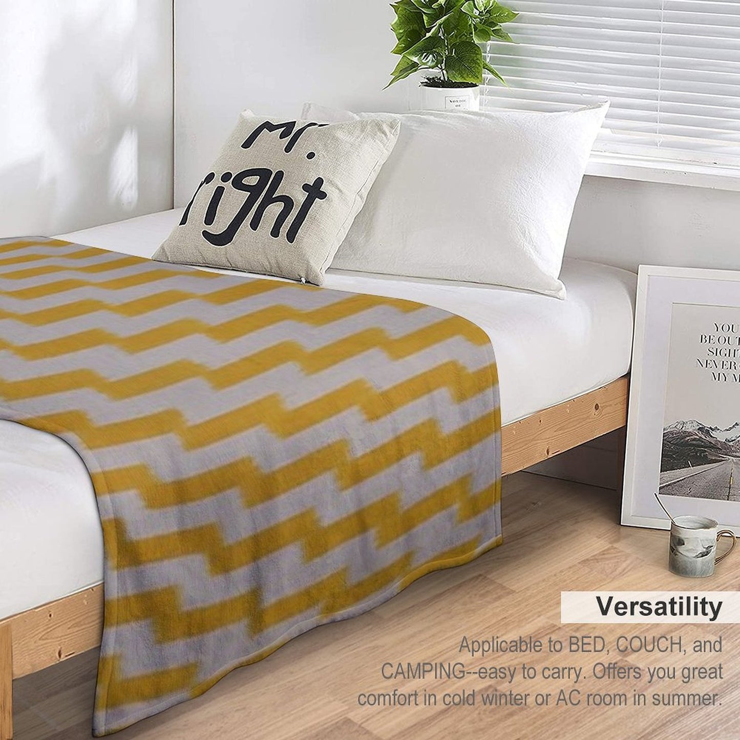 Yellow Ikat Design Travel-friendly Throw Blanket