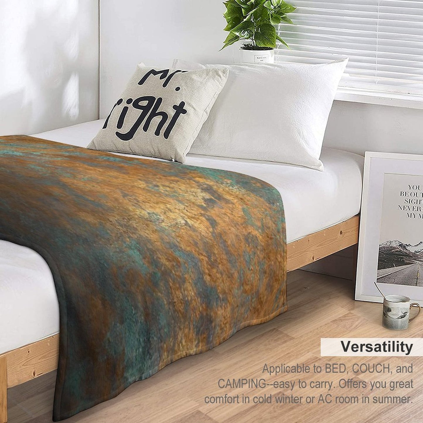 Oxidized Copper Shrink-resistant Throw Blanket