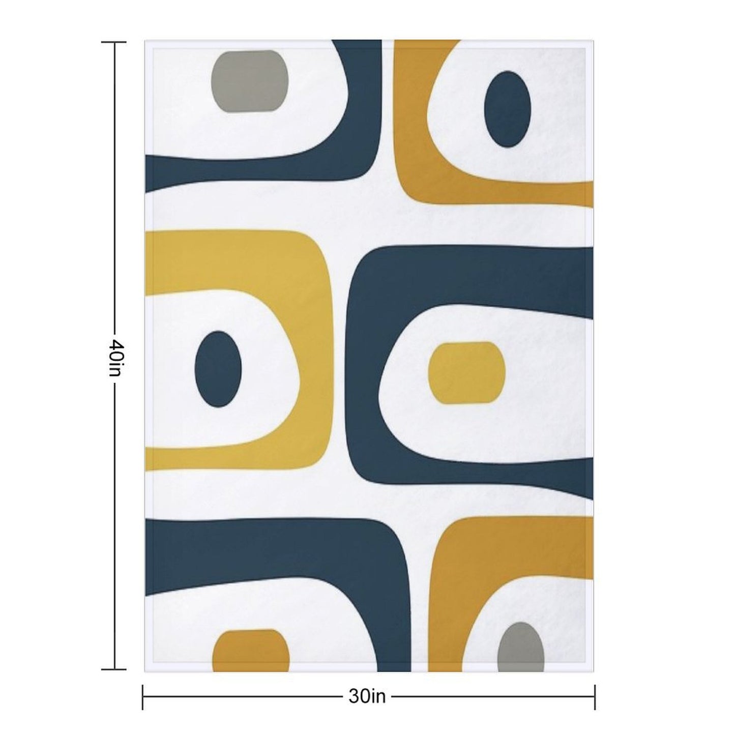 Mid Century Modern Piquet Abstract Minimalist Pattern in Navy Blue, Light And Dark Mustard, Grey, And White Lightweight Throw Blanket
