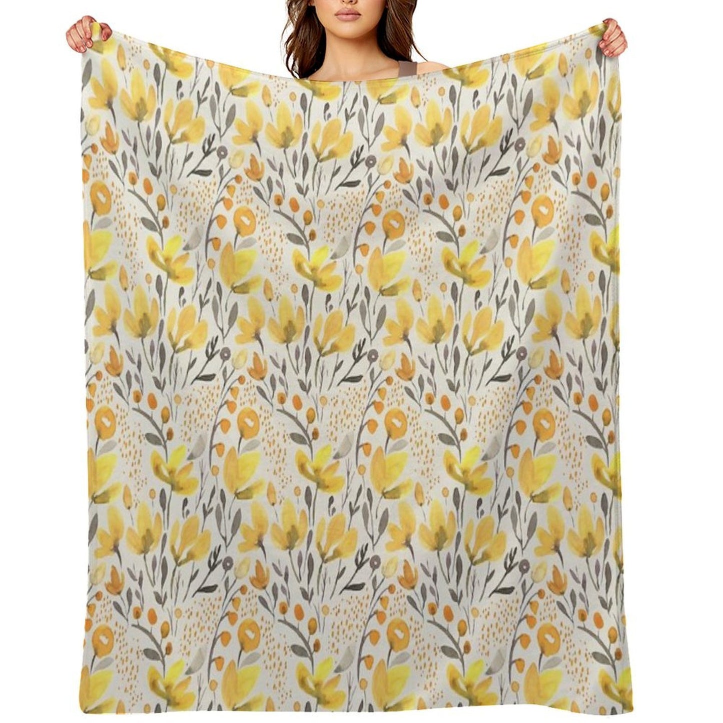 Yellow Field All-season Throw Blanket