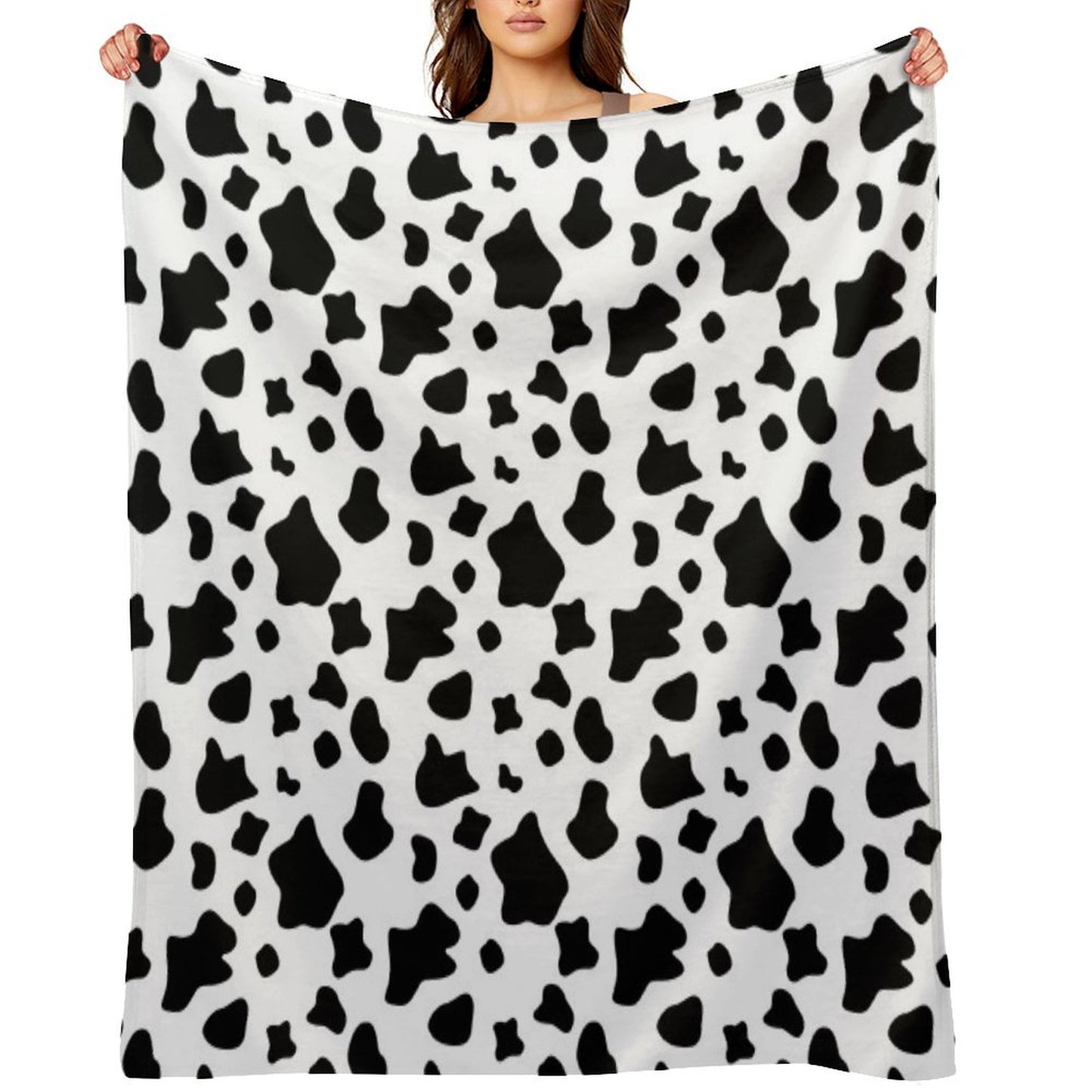 Black And White Cow Spots Pattern, Animal Fur Comfort Throw Blanket