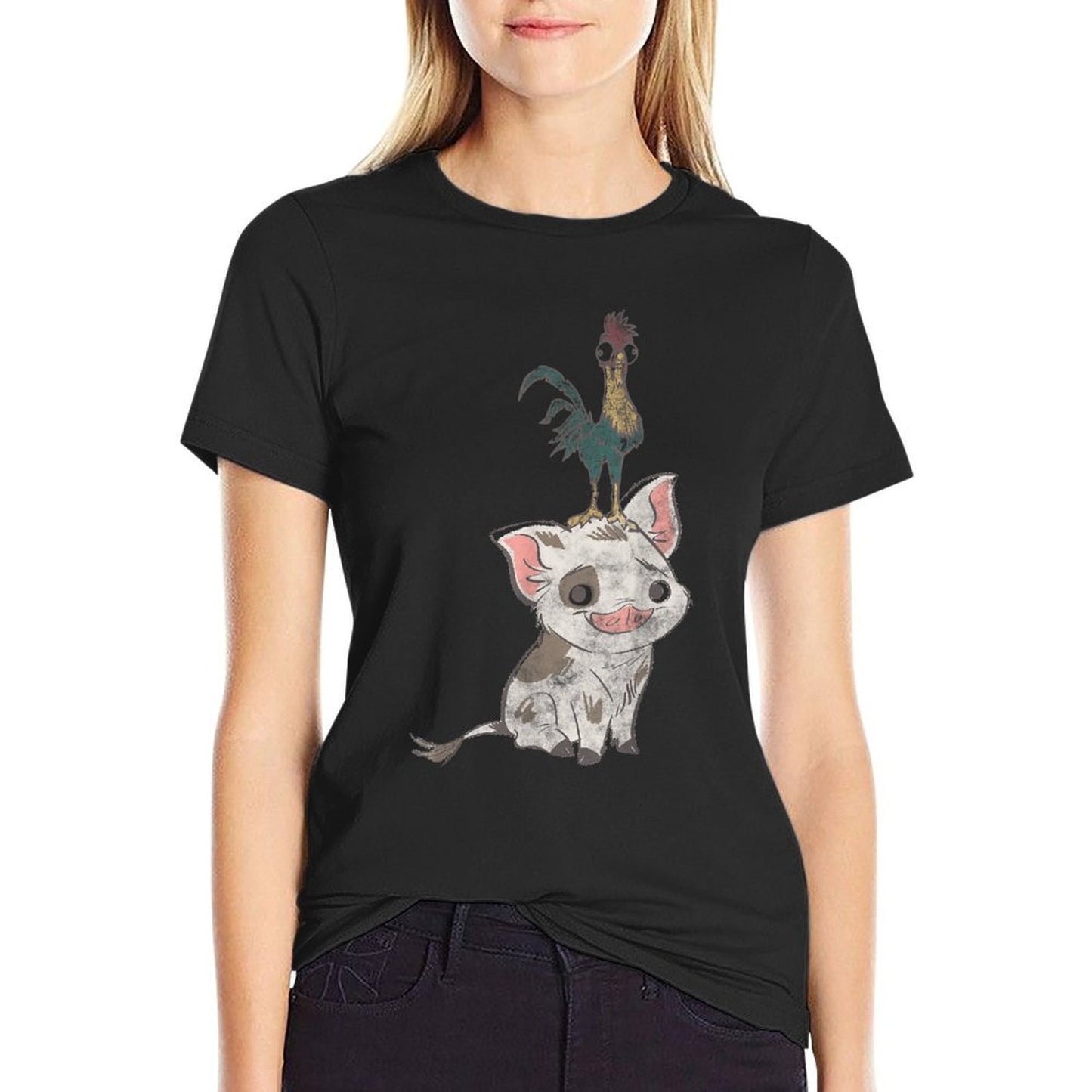 Disney Moana Pua And Hei Hei Simple Portrait Quick-drying T-Shirt