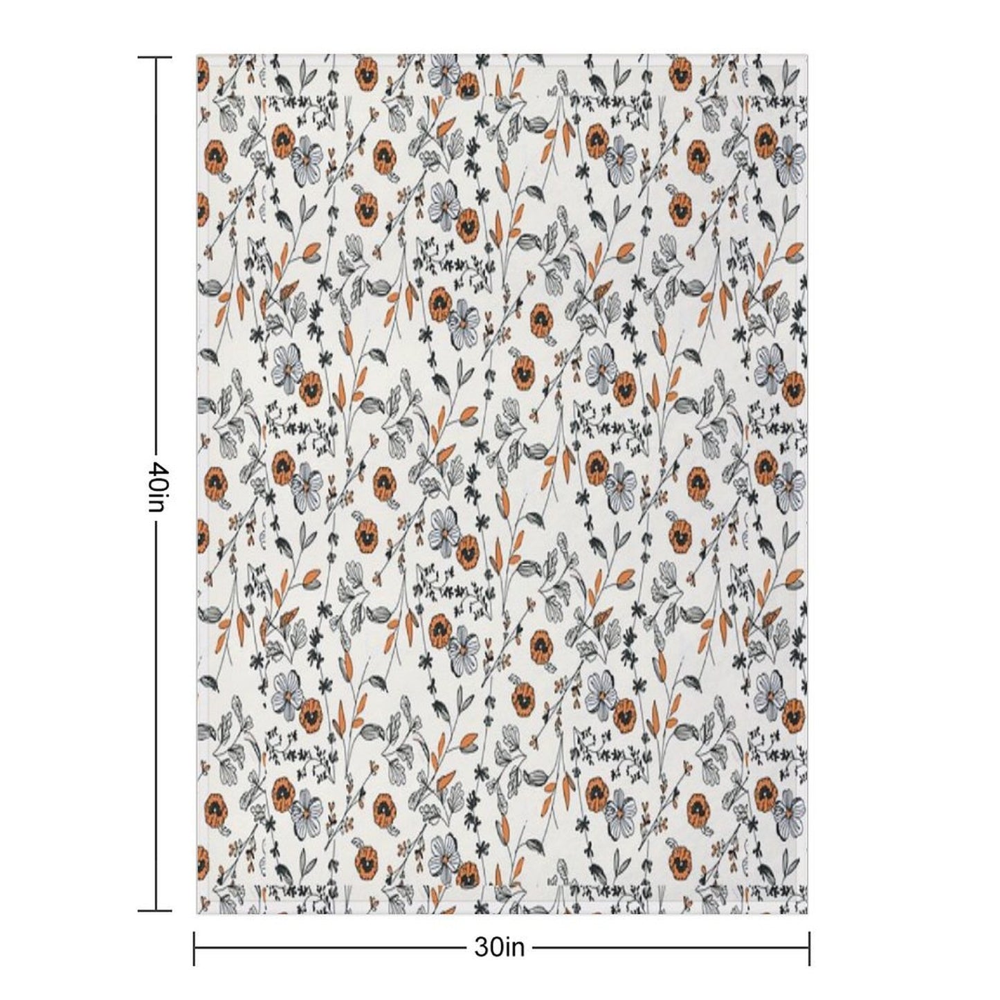 Orange Flower Pattern Sustainable Throw Blanket