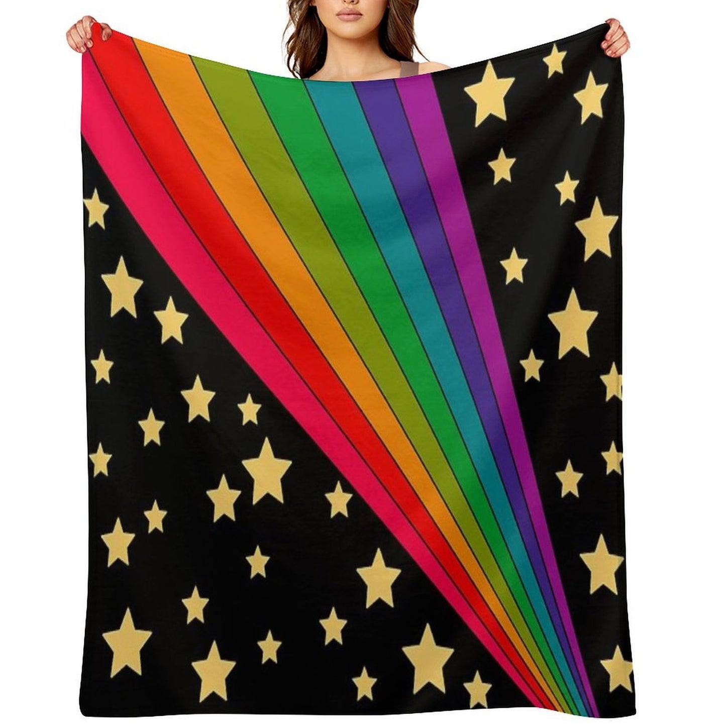 Stars And Rainbow Machine-washable Throw Blanket