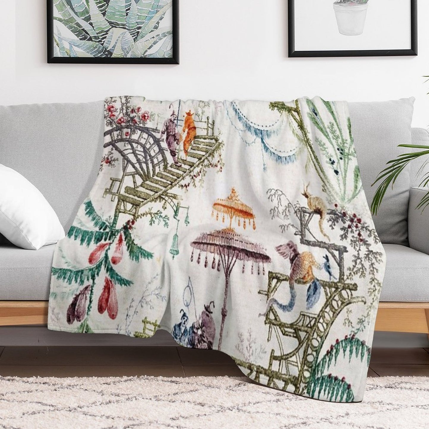 Enchanted Forest Chinoiserie Lightweight Throw Blanket