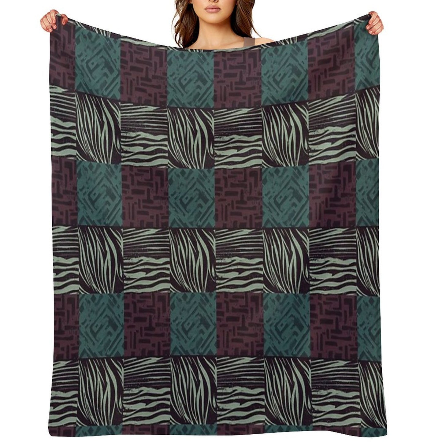 Zebra Grunge Patchwork Travel-friendly Throw Blanket