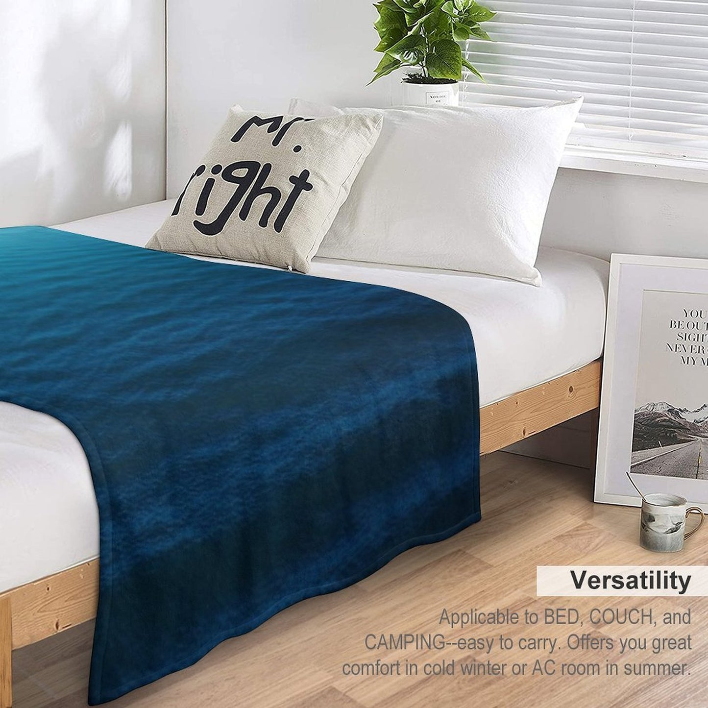Deep Blue Velvety-soft Throw Blanket