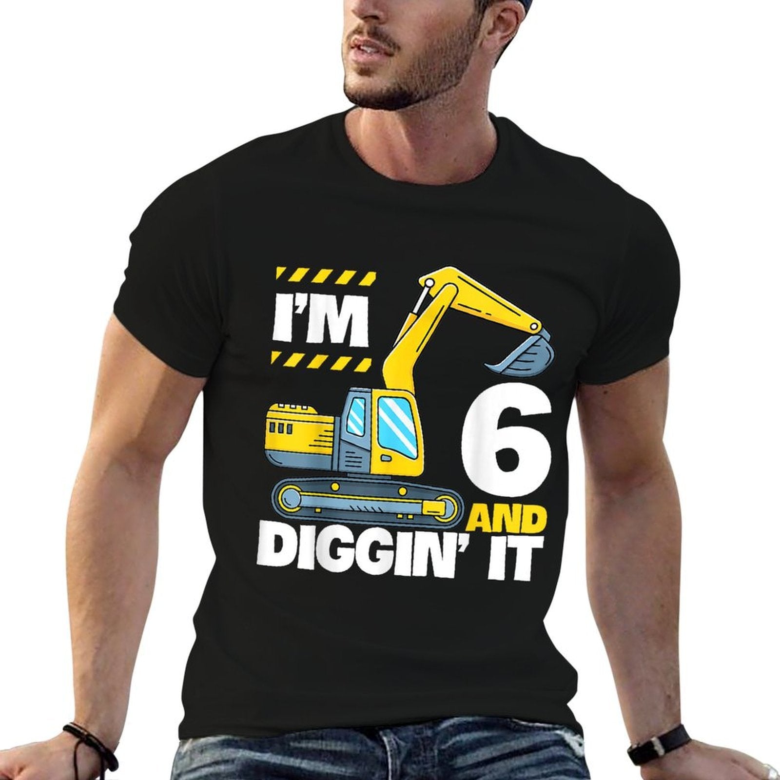 Construction Truck 6th Birthday 6 Years Old Digger Excavator  Soft T-Shirt