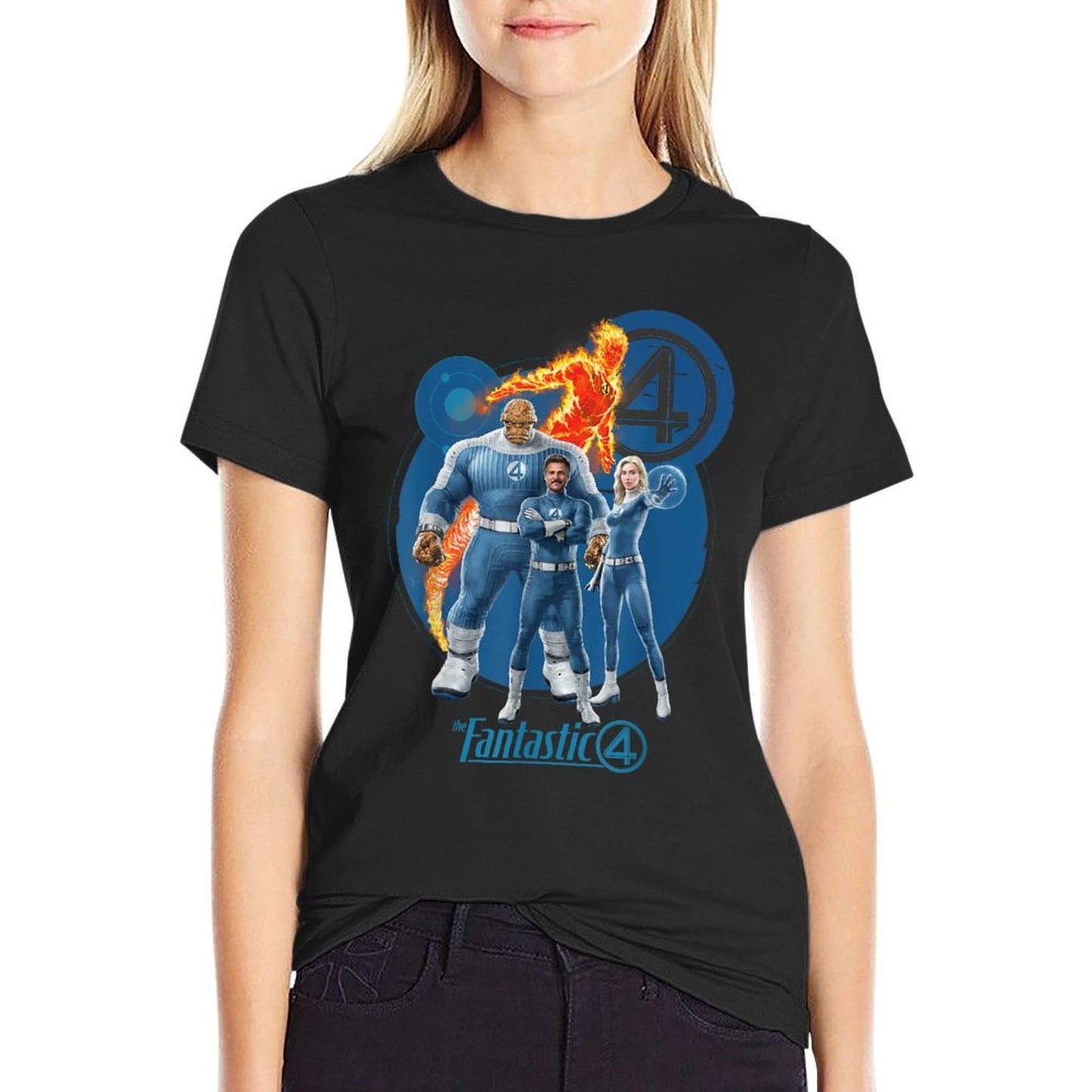 Marvel The Fantastic Four First Steps Heroic Family Shot Rolled Sleeves T-Shirt