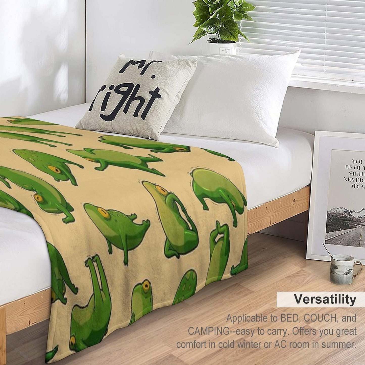 Yoga Frogs Poster With Text Anti-pilling Throw Blanket