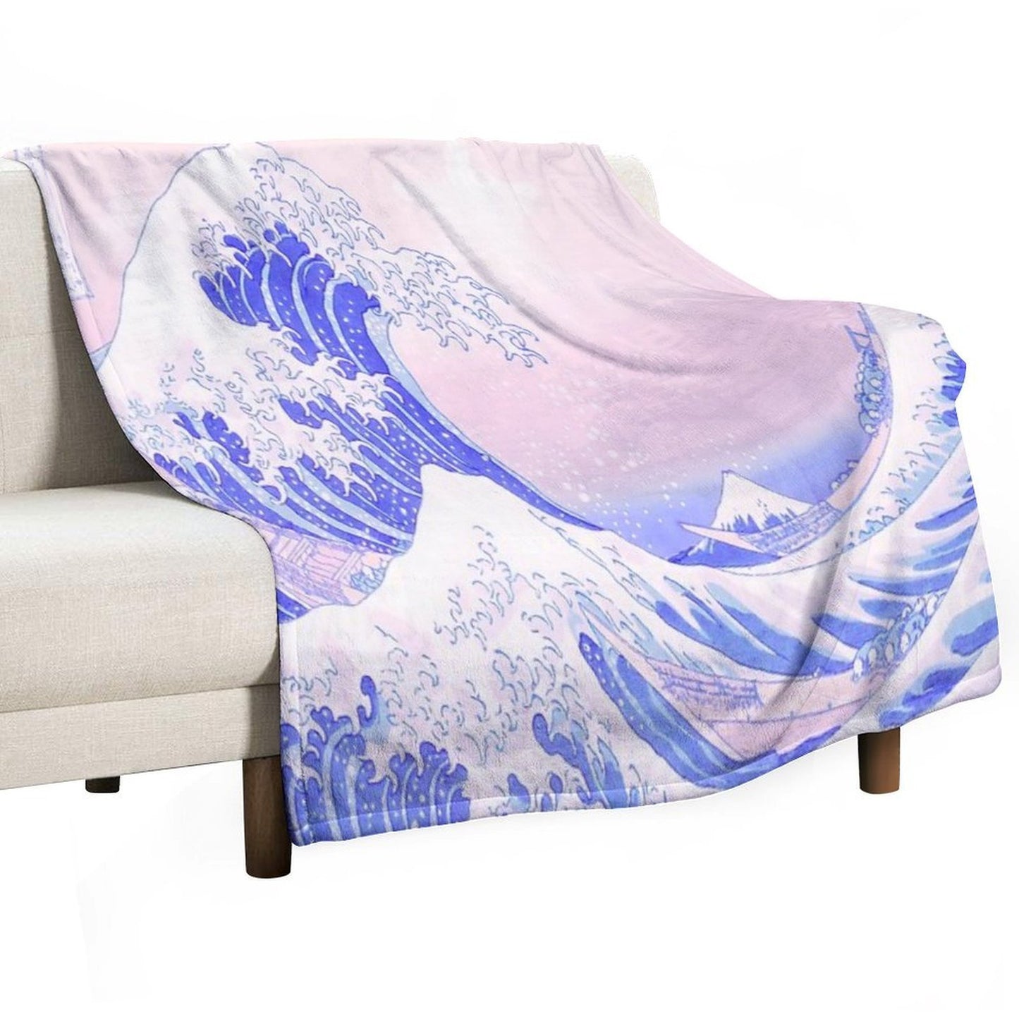 Great Wave Pastel Aesthetic Kawaii Pink Kanagawa Japanese Versatility Throw Blanket
