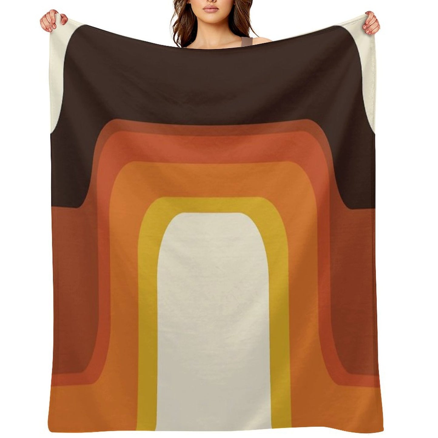 Mid-Century Modern Meets 1970s Orange Rainbow Anti-pilling Throw Blanket