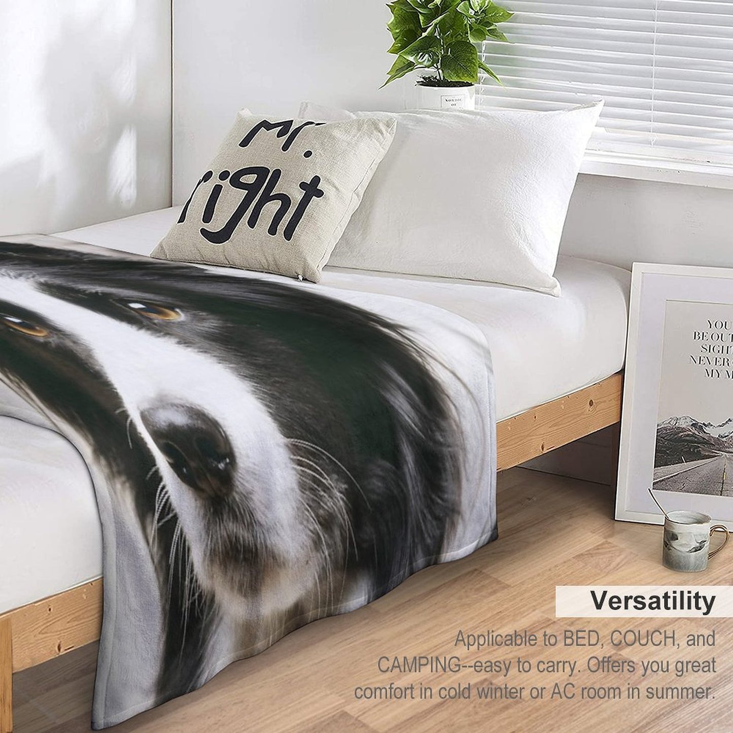 Working Border Collie Wrinkle-free Throw Blanket