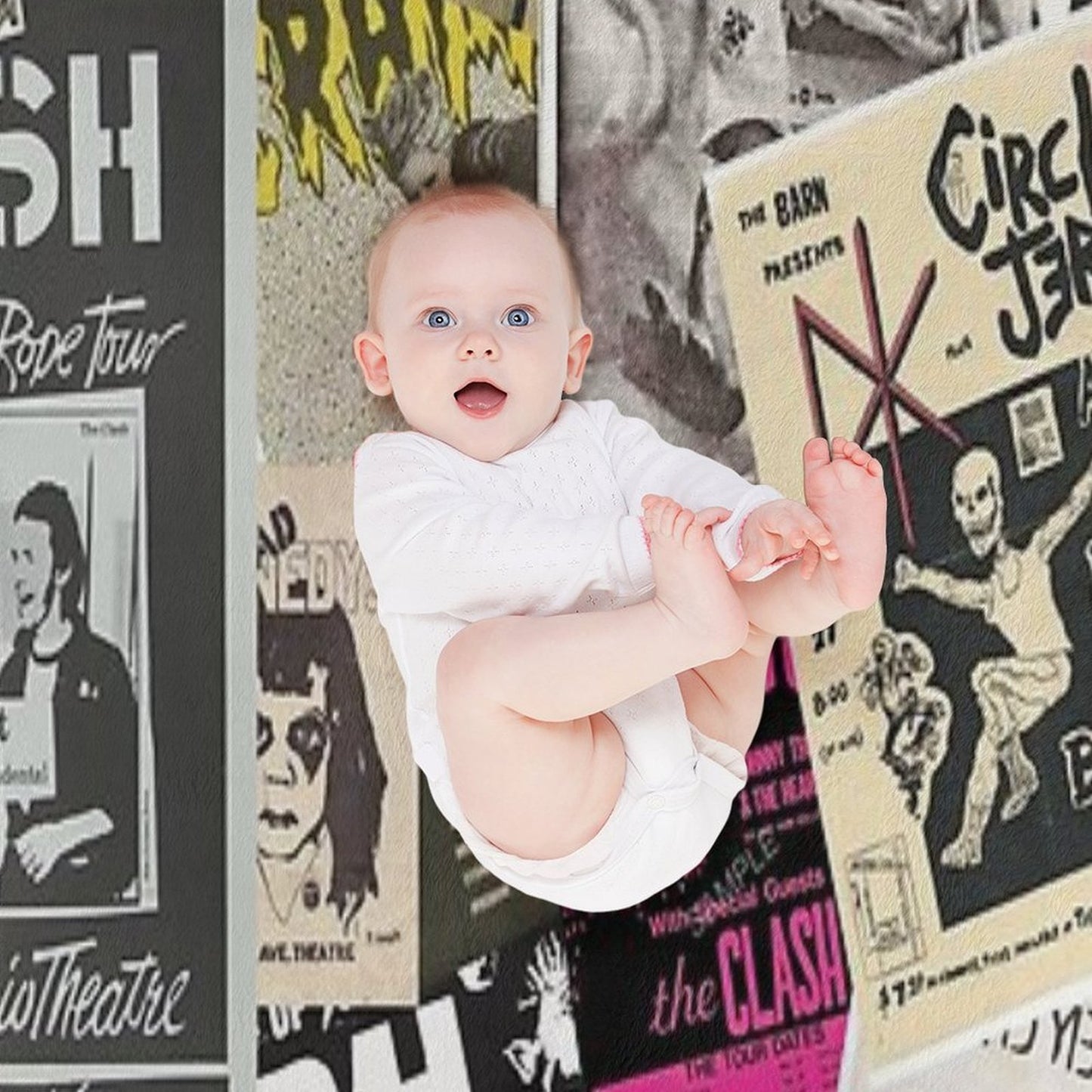 Punk Rock Music Flyers Collage Quick-dry Throw Blanket