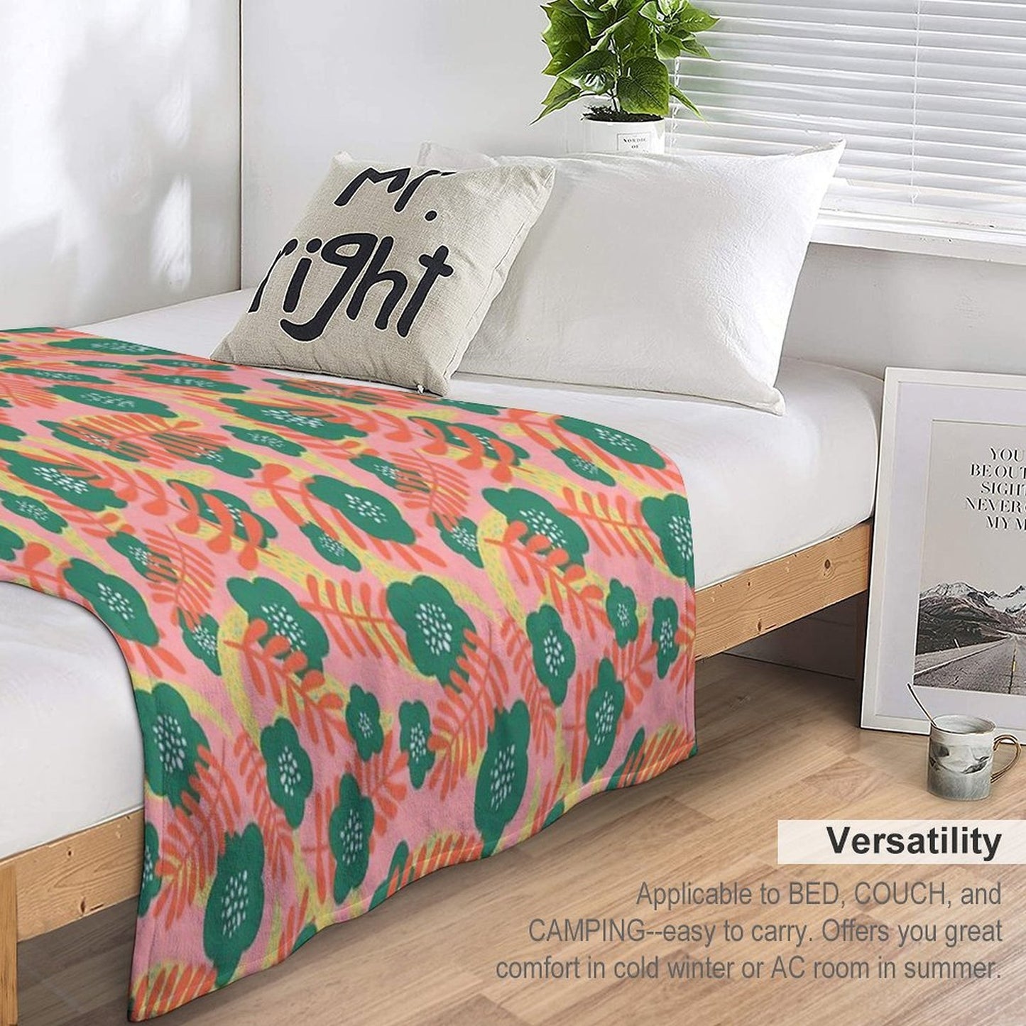 Bright Florals Wrinkle-free Throw Blanket