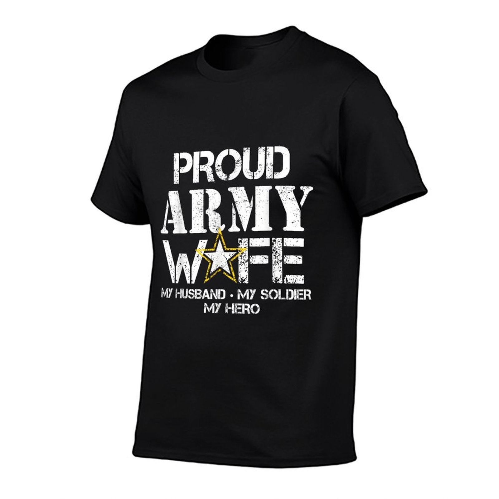 Proud Army Wife T for Military Wife My Soldier My Hero  Heathered Texture T-Shirt