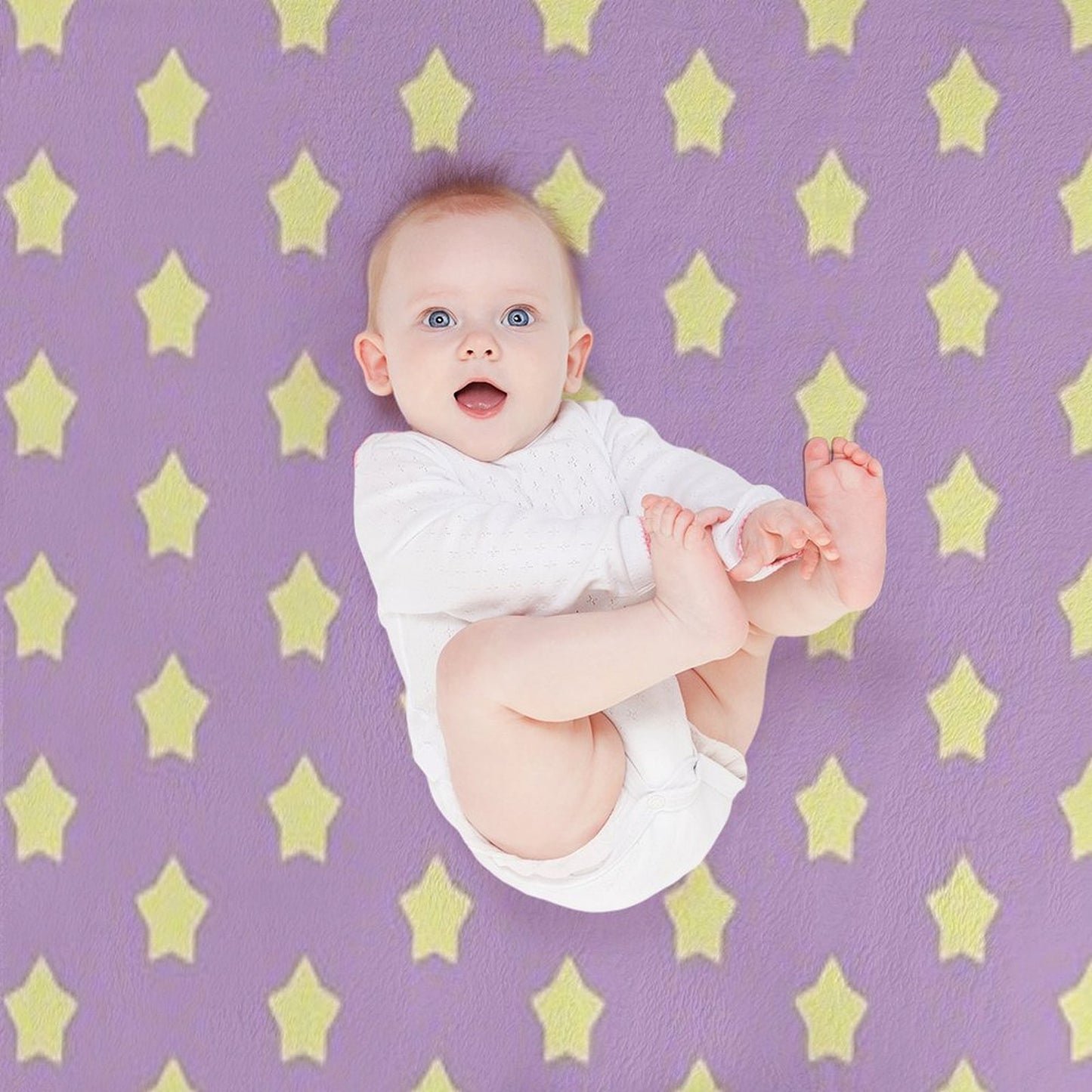 Yellow Stars on Purple Pop Shrink-resistant Throw Blanket