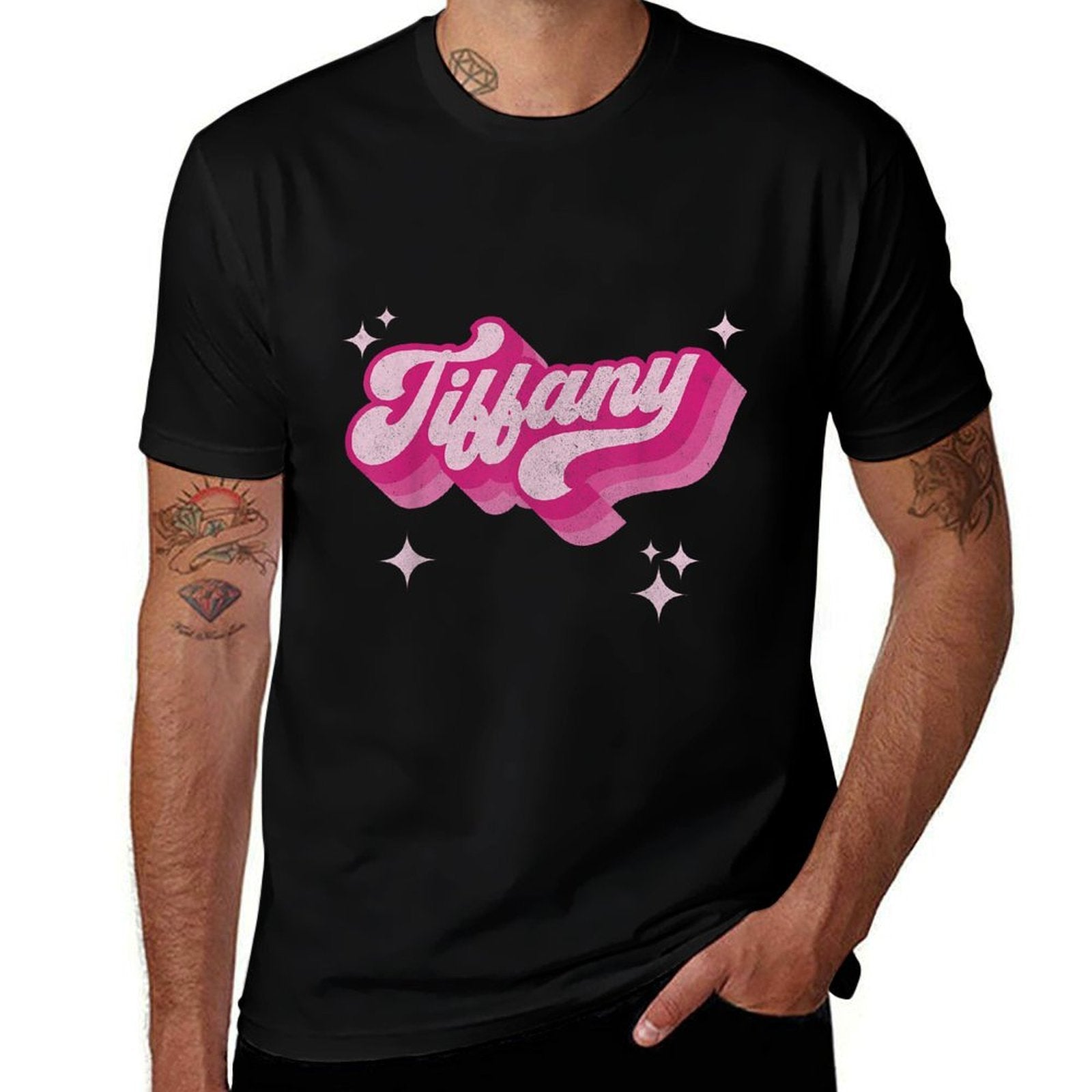 Tiffany First Name Girl Vintage Style 70s Personalized Retro  Stretchy T-Shirt