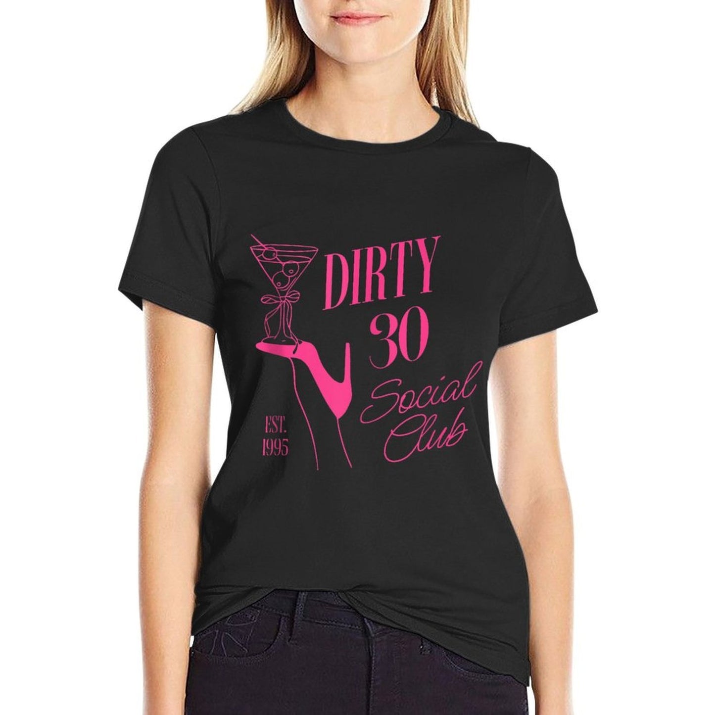 Dirty 30 Birthday Social Club Vintage Cocktail Funny Polyester Blend T-Shirt